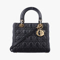 Lady Dior Black lambskin 02-MA-1114レディディオール ブラック ラムスキン 02-MA-1114