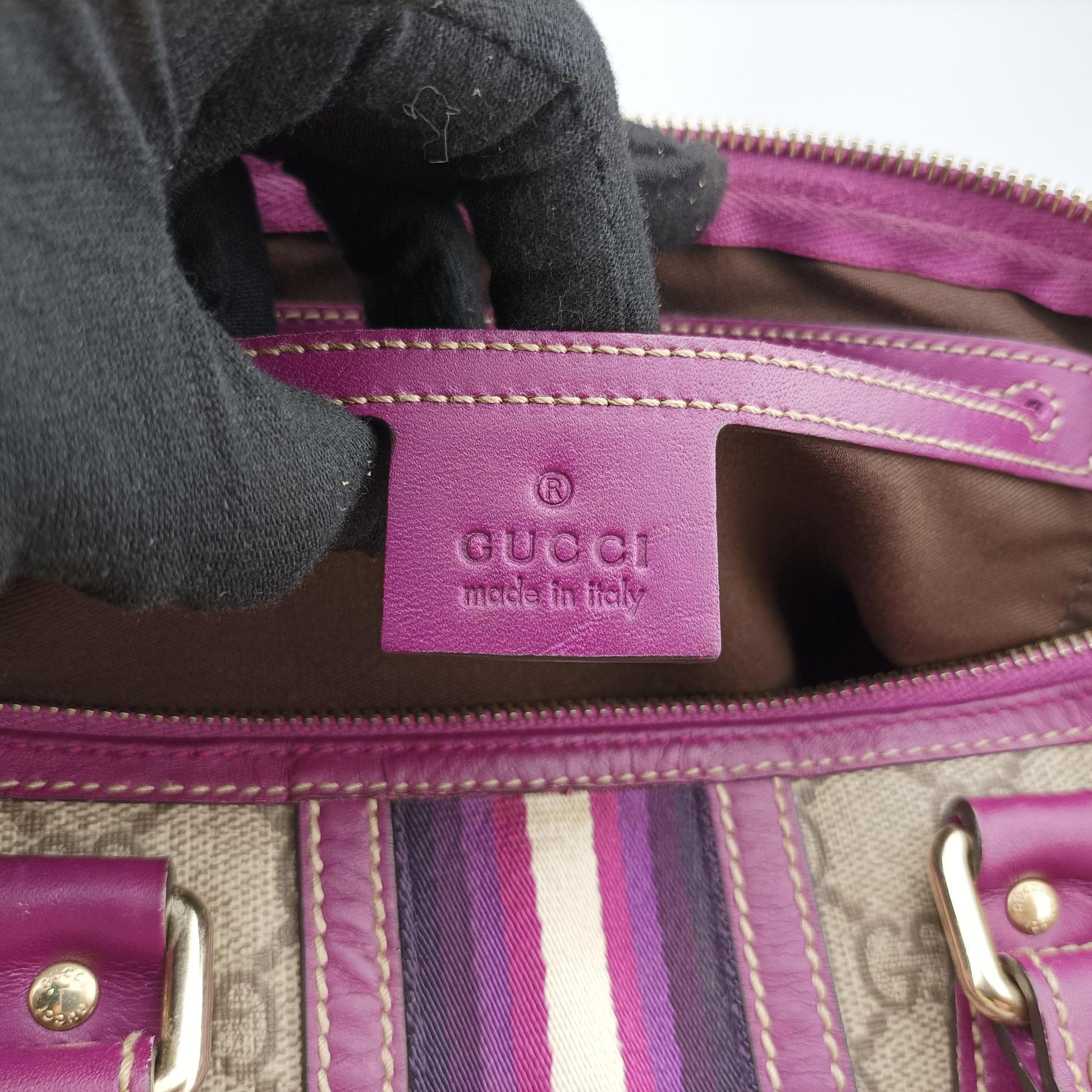 Web Joy GG Supreme beige×purple PVC coated canvas 189895 C2851381GGスプリーム ウェブジョイ ベージュ×パープル PVCコーティングキャンバス 189895 C2851381