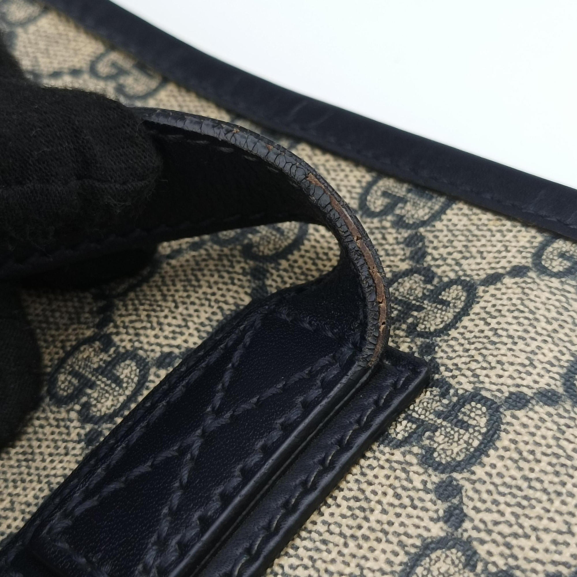 GG Supreme Brown×Navy PVC coated canvas×Leather 211137 I9014487GGスプリーム ベージュ×ネイビー PVCコーティングキャンバス×レザー 211137 I9014487