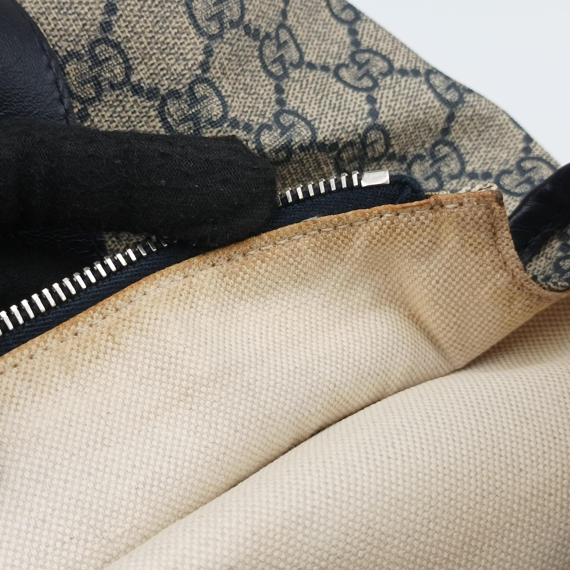 GG Supreme Brown×Navy PVC coated canvas×Leather 211137 I9014487GGスプリーム ベージュ×ネイビー PVCコーティングキャンバス×レザー 211137 I9014487