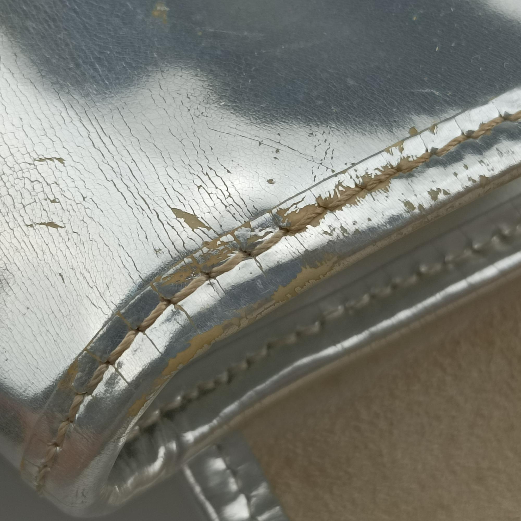 B Bag Beige x Silver straw 2415-8BN165-VUM-078Bバッグ ベージュ×シルバー ストロー 2415-8BN165-VUM-078