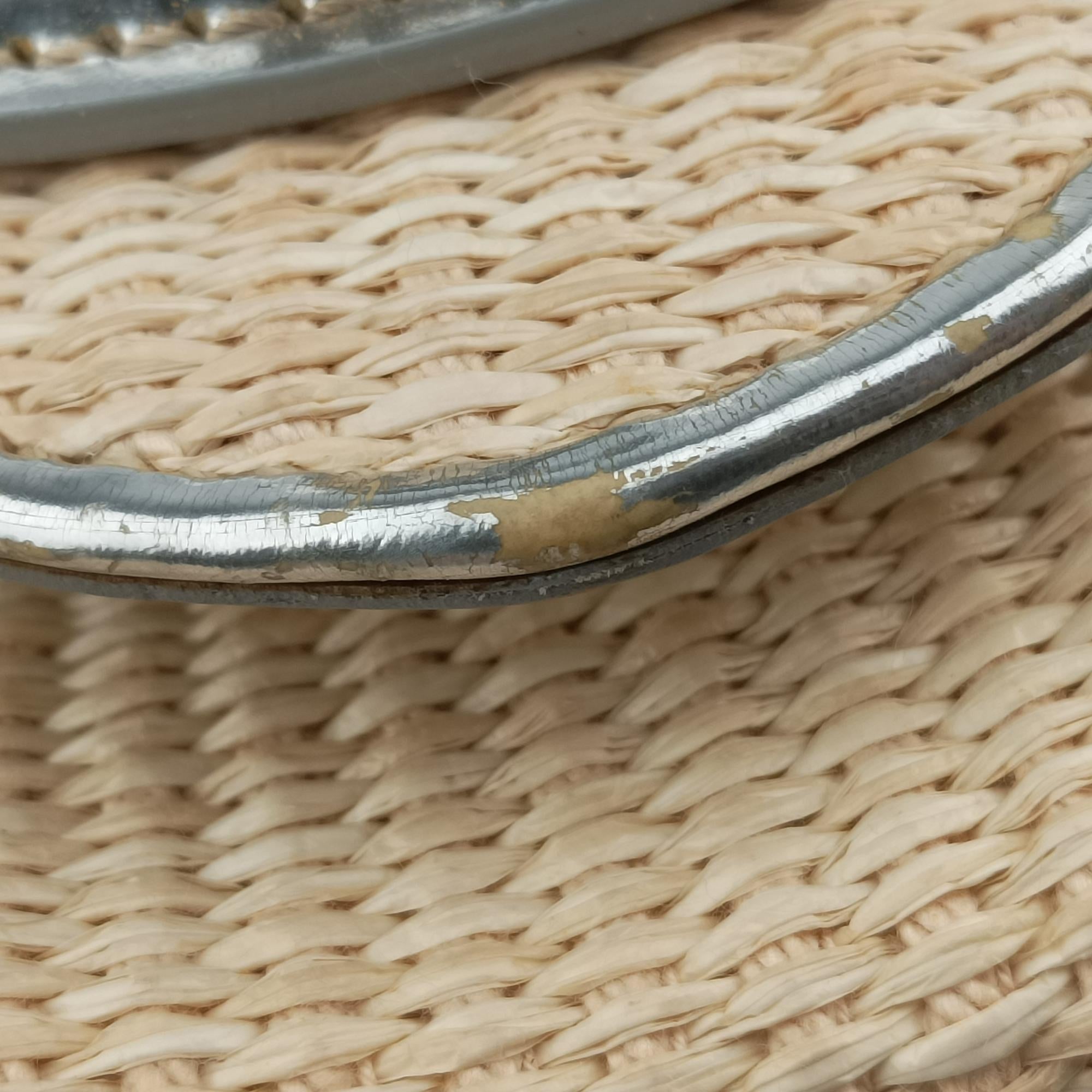 B Bag Beige x Silver straw 2415-8BN165-VUM-078Bバッグ ベージュ×シルバー ストロー 2415-8BN165-VUM-078