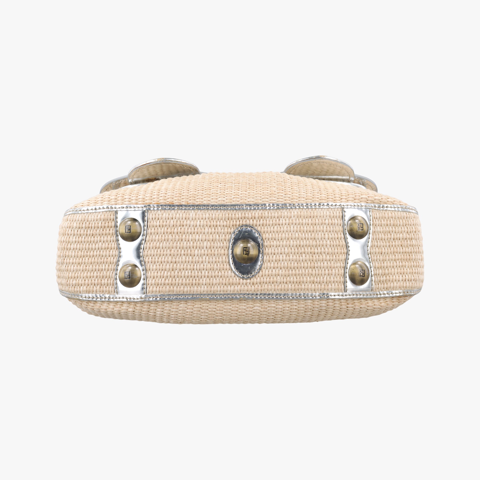 B Bag Beige x Silver straw 2415-8BN165-VUM-078Bバッグ ベージュ×シルバー ストロー 2415-8BN165-VUM-078