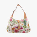 Flora Jackie Hobo White×Multicolour canvas×leather 137335 フローラ ジャッキー ホーボー ホワイト×マルチカラー キャンバス×レザー 137335 
