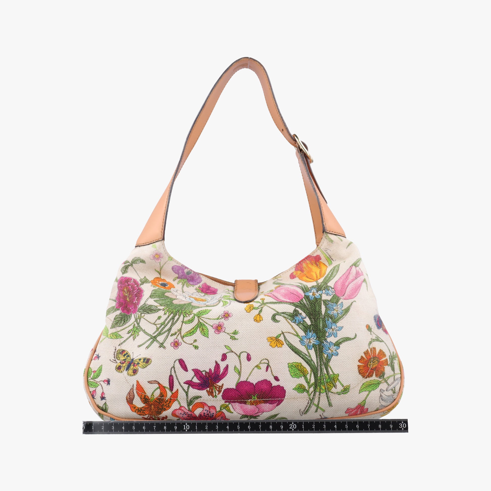 Flora Jackie Hobo White×Multicolour canvas×leather 137335 フローラ ジャッキー ホーボー ホワイト×マルチカラー キャンバス×レザー 137335 