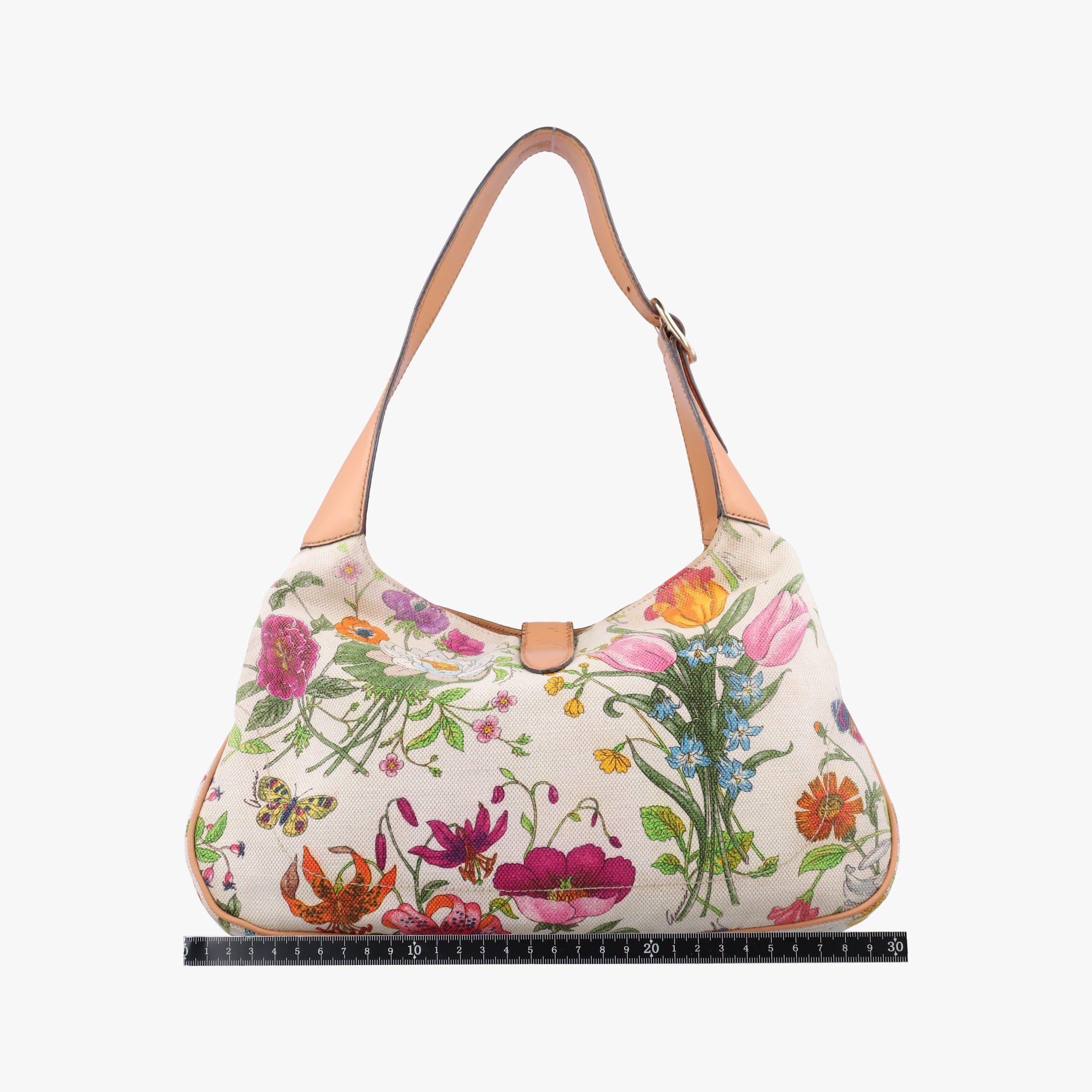 Flora Jackie Hobo White×Multicolour canvas×leather 137335 フローラ ジャッキー ホーボー ホワイト×マルチカラー キャンバス×レザー 137335 