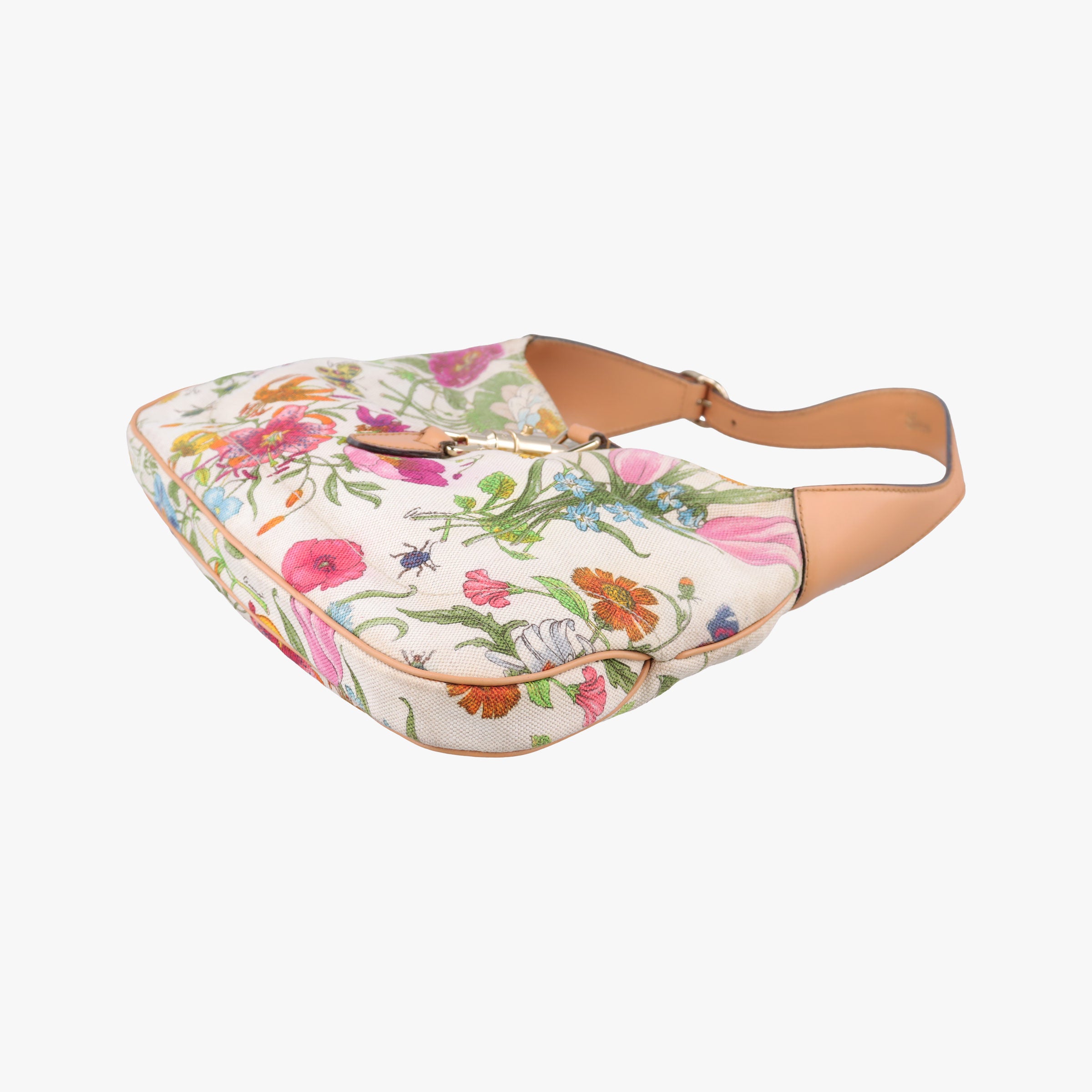Flora Jackie Hobo White×Multicolour canvas×leather 137335 フローラ ジャッキー ホーボー ホワイト×マルチカラー キャンバス×レザー 137335 