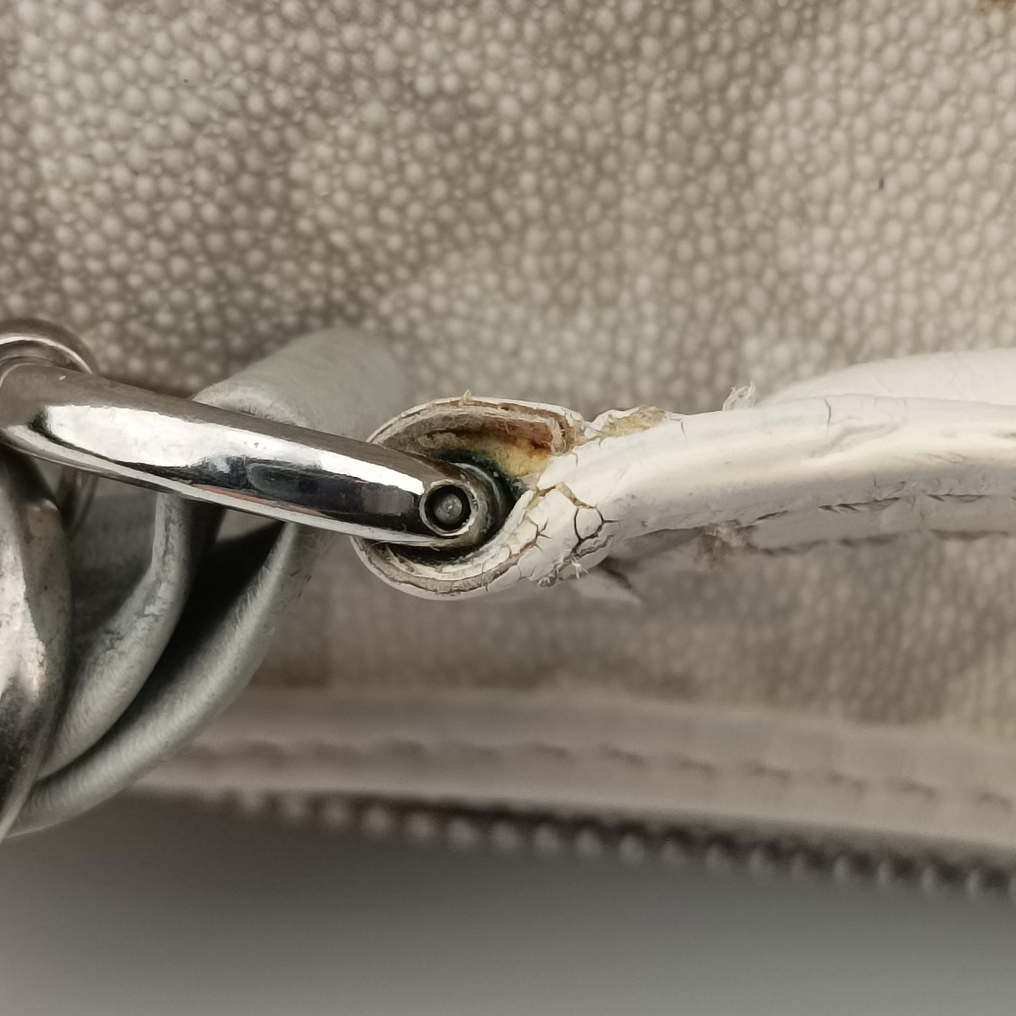 Romantique Barrel Trotter White×Grey PVC coated canvas×leather CM 0027ロマンティックバレルトロッター ホワイト×グレー PVCコーティングキャンバス×レザー CM 0027