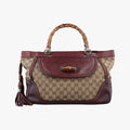 New Bamboo Tassel beige×burgundy canvas×leather 246860 F7098378ニューバンブー タッセル ベージュ×ワインレッド キャンバス×レザー 246860 F7098378