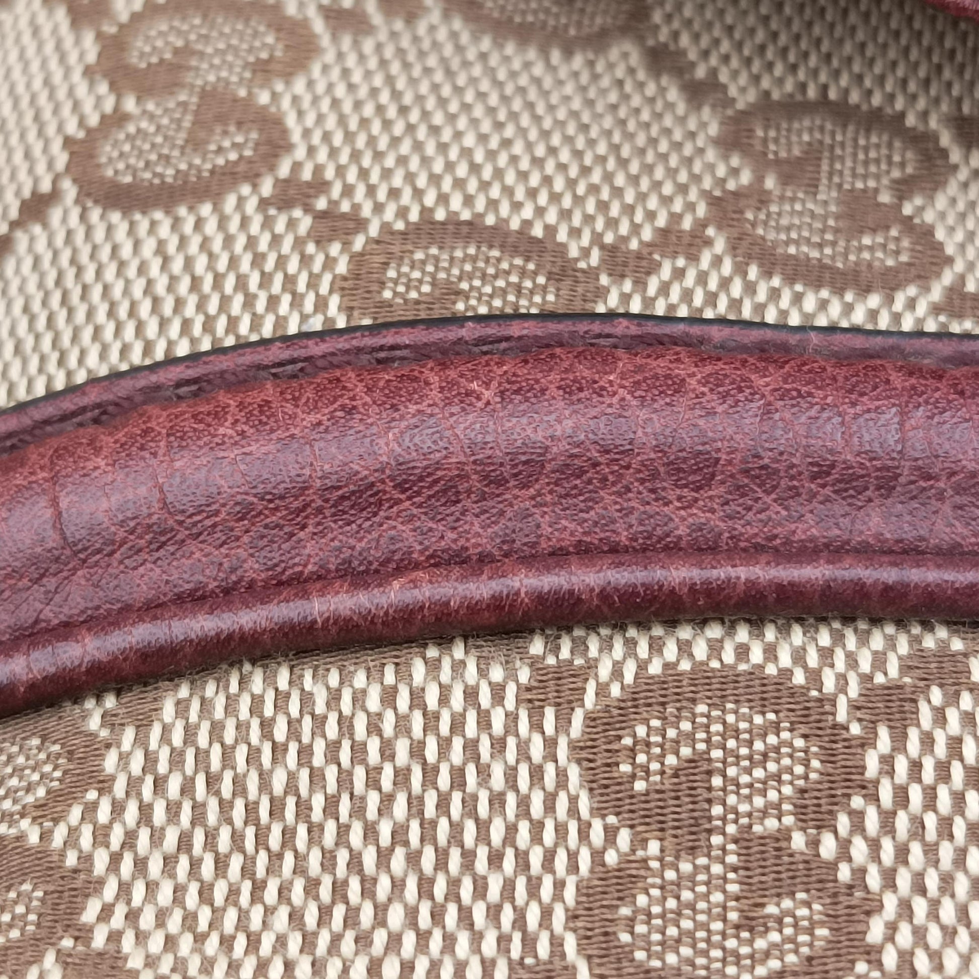 New Bamboo Tassel beige×burgundy canvas×leather 246860 F7098378ニューバンブー タッセル ベージュ×ワインレッド キャンバス×レザー 246860 F7098378