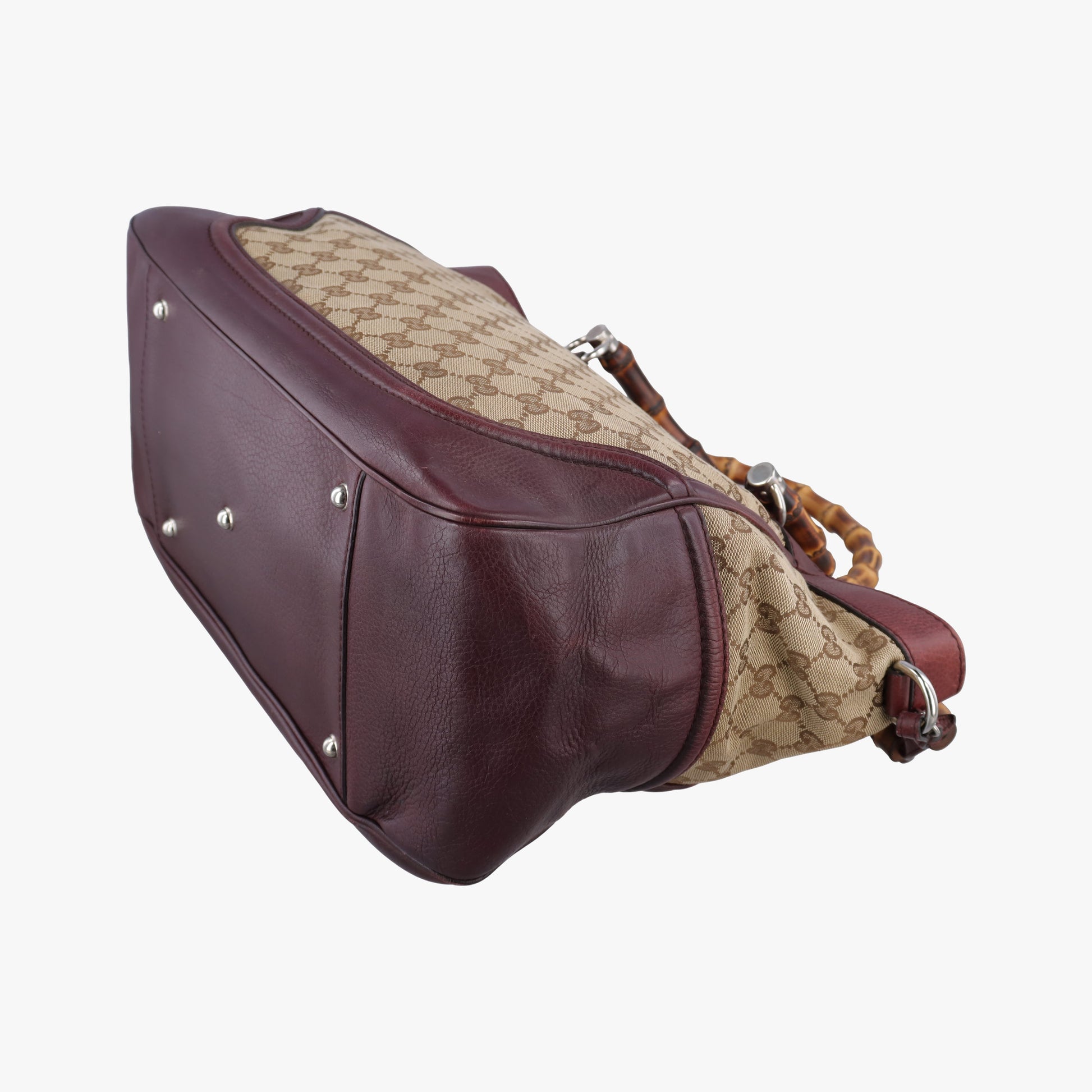 New Bamboo Tassel beige×burgundy canvas×leather 246860 F7098378ニューバンブー タッセル ベージュ×ワインレッド キャンバス×レザー 246860 F7098378