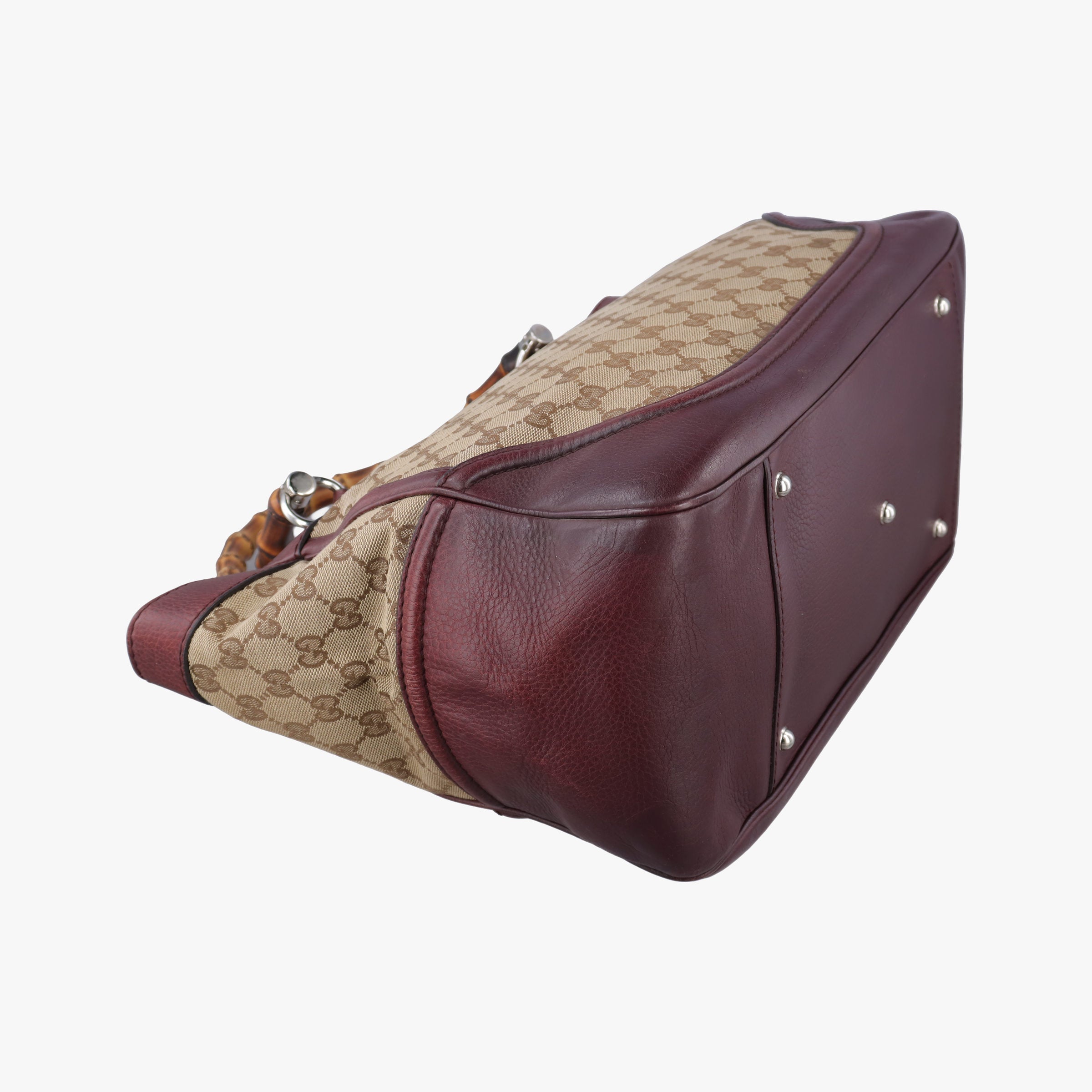 New Bamboo Tassel beige×burgundy canvas×leather 246860 F7098378ニューバンブー タッセル ベージュ×ワインレッド キャンバス×レザー 246860 F7098378