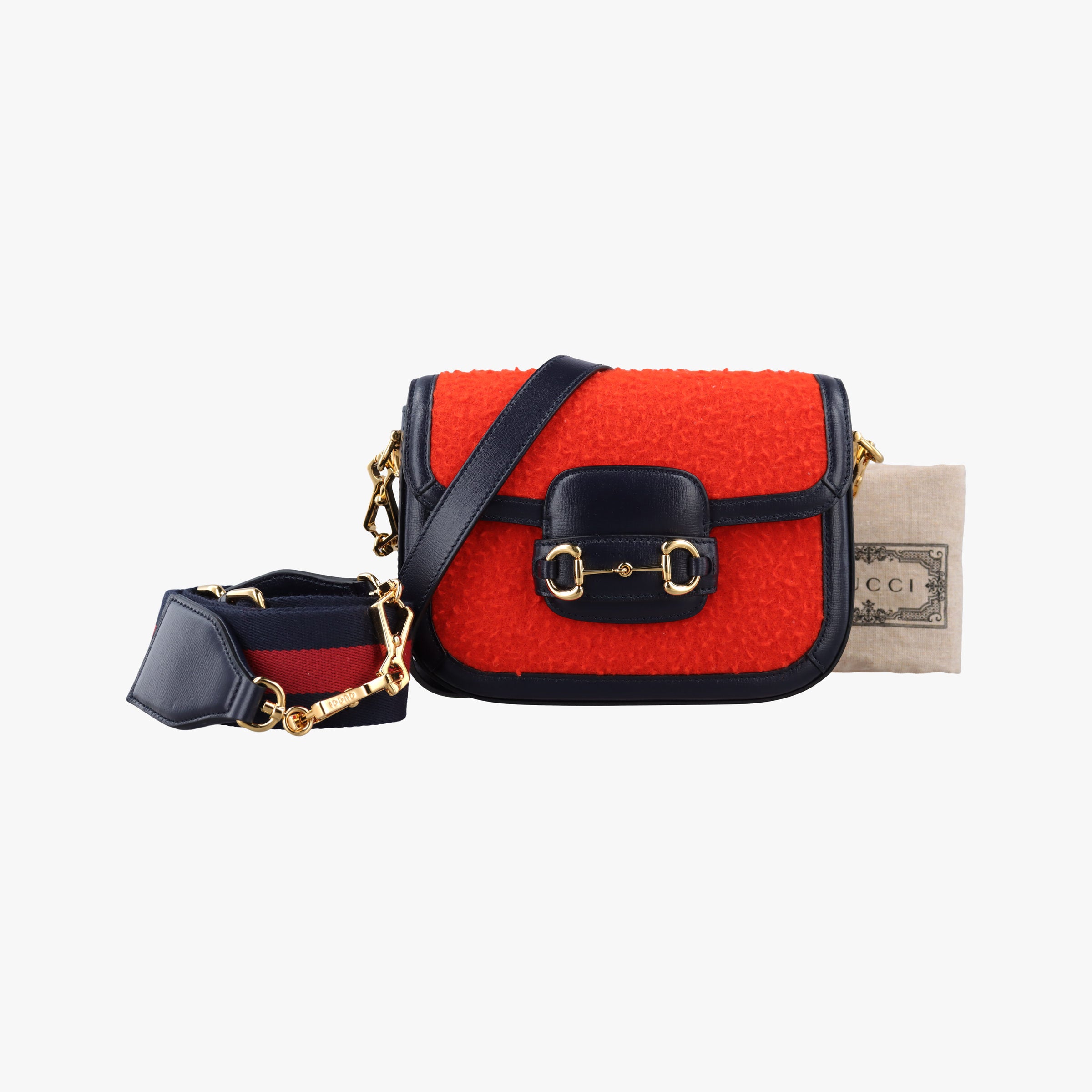 Horsebit 1955 Orange × Navy Tweed×Leather 658574 I036424787ホースビット 1955 オレンジ × ネイビー ツイード×レザー 658574 I036424787
