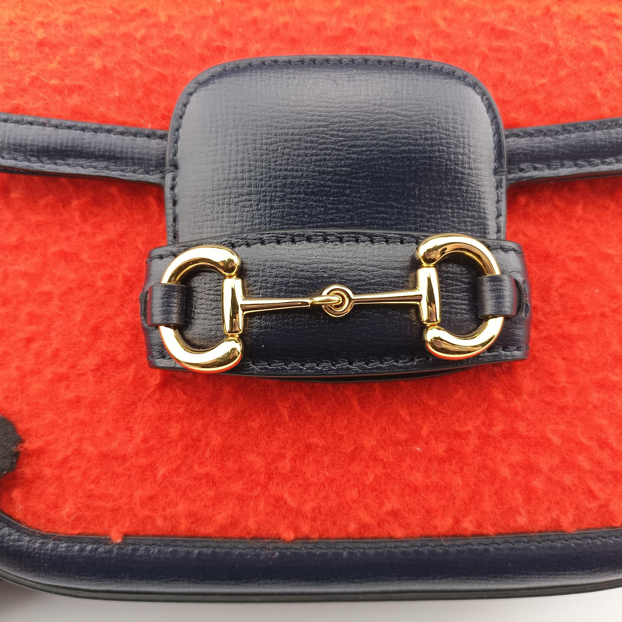 Horsebit 1955 Orange × Navy Tweed×Leather 658574 I036424787ホースビット 1955 オレンジ × ネイビー ツイード×レザー 658574 I036424787