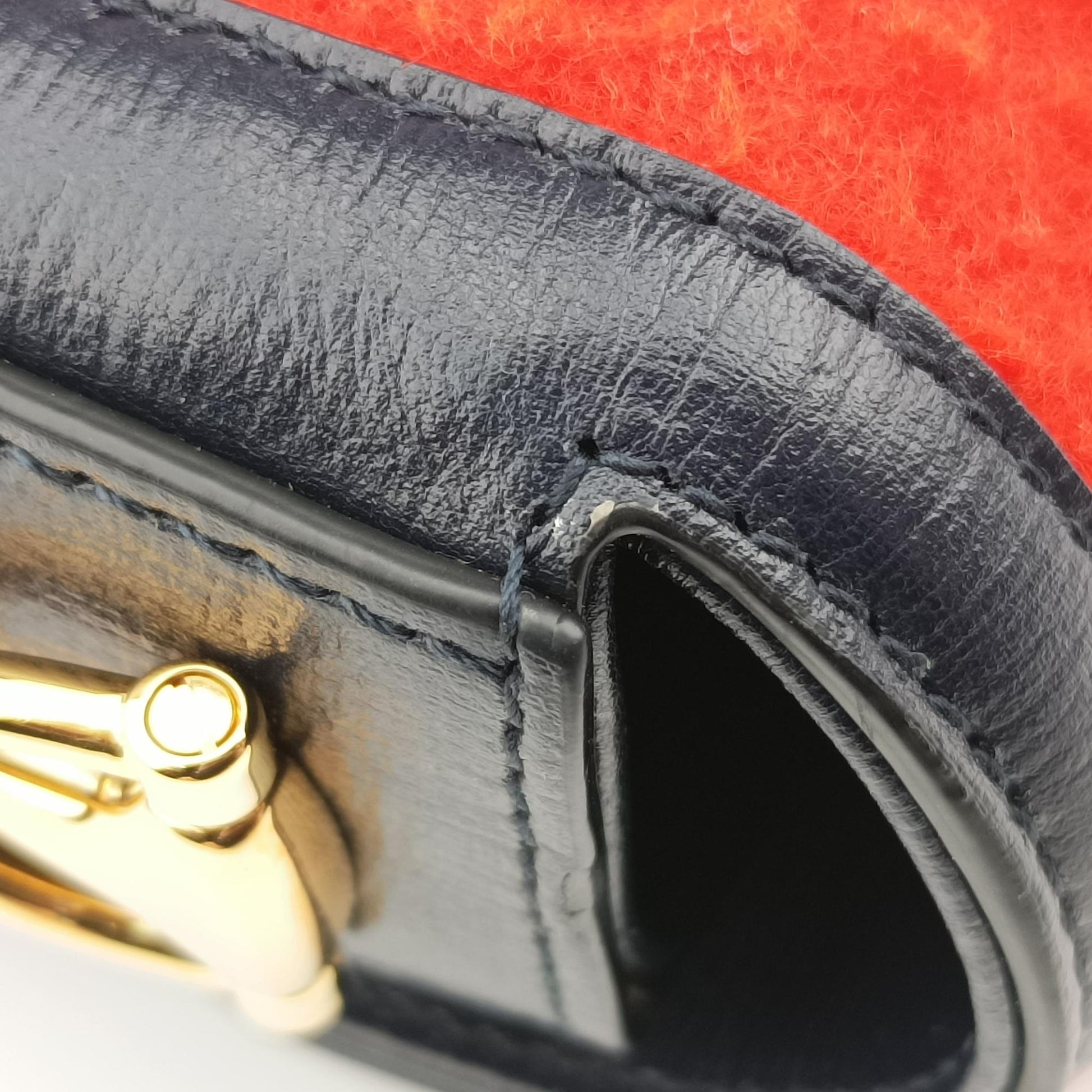Horsebit 1955 Orange × Navy Tweed×Leather 658574 I036424787ホースビット 1955 オレンジ × ネイビー ツイード×レザー 658574 I036424787