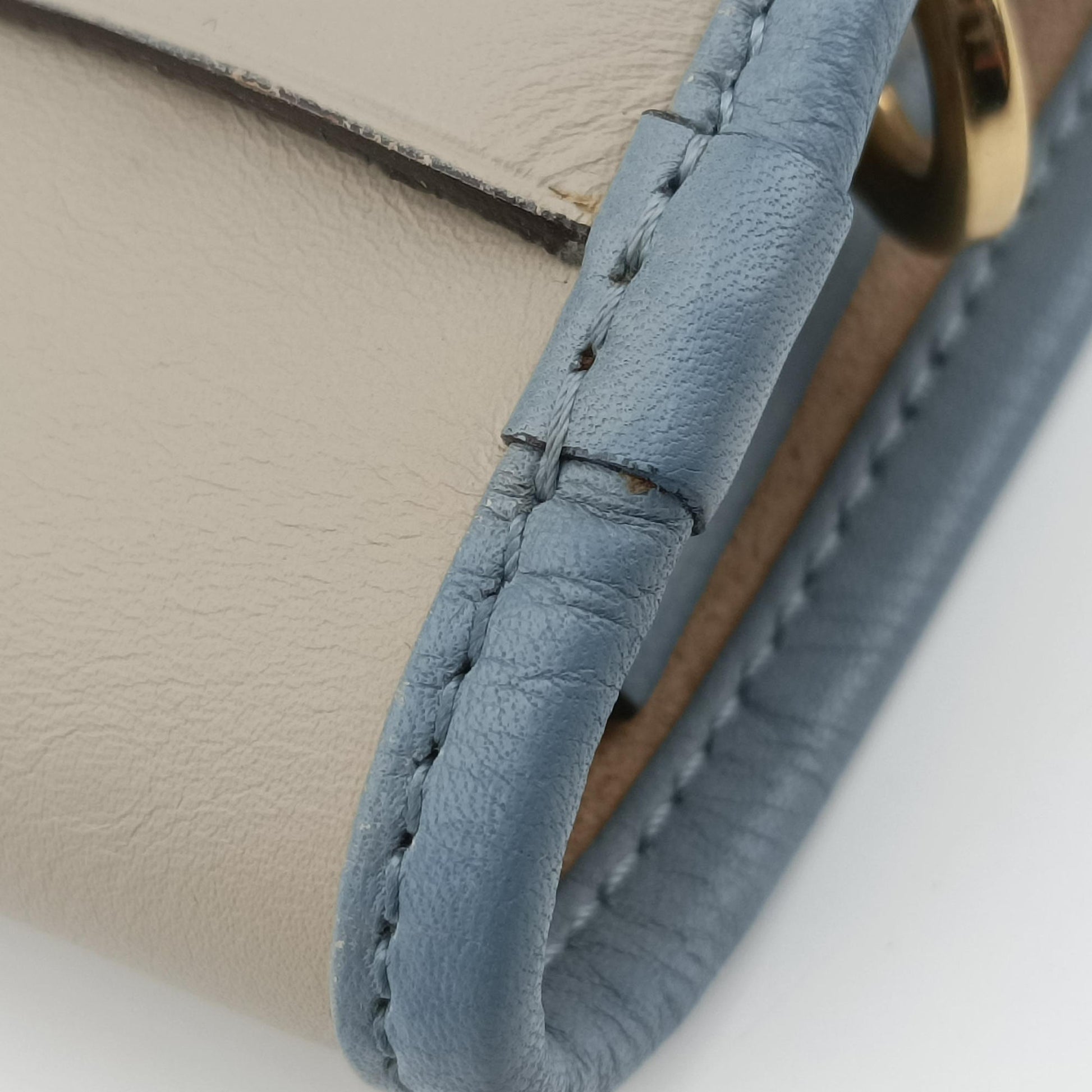 Ines Beige×blue Leather 061402イネス ベージュ×ブルー レザー 061402