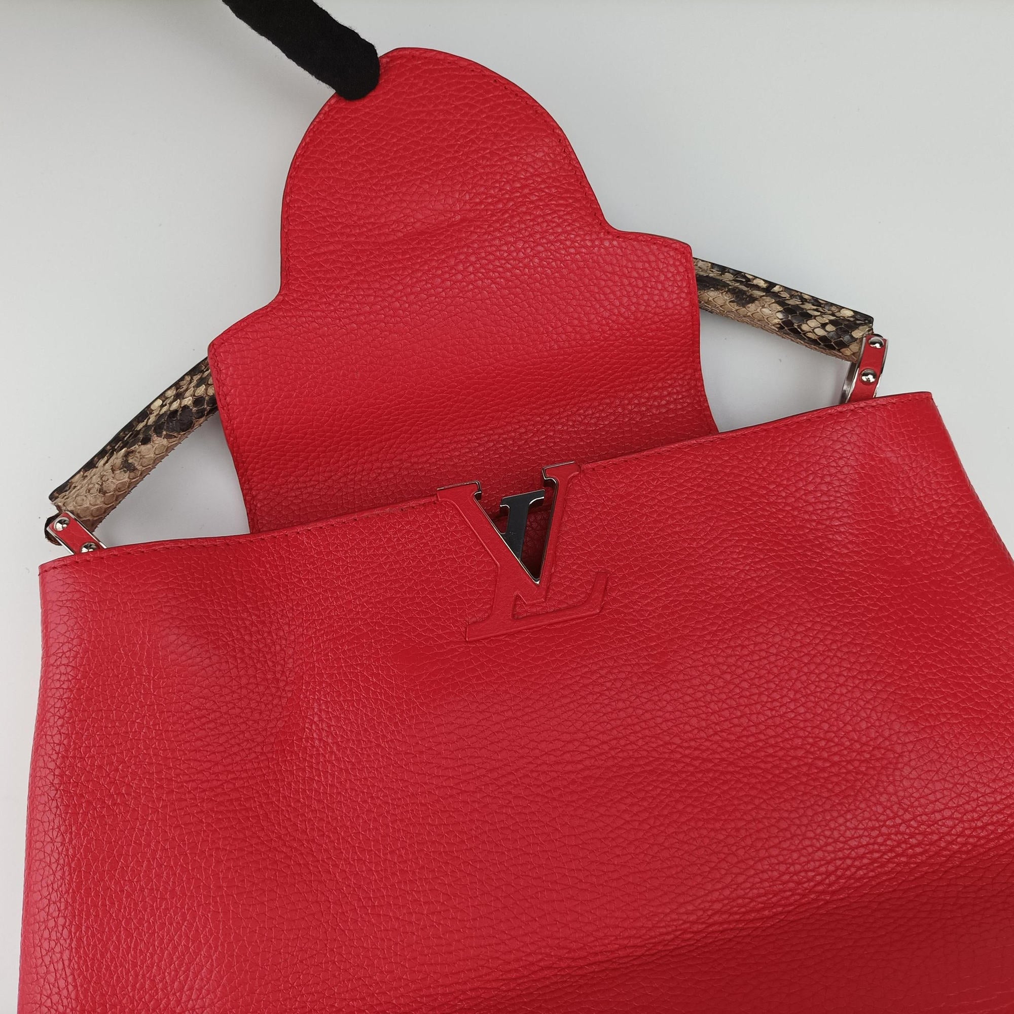 Capucines MM Ruby Taurillon Leather × Python N91899 MI0185カプシーヌ MM ルビー トリヨンレザー×パイソン N91899 MI0185