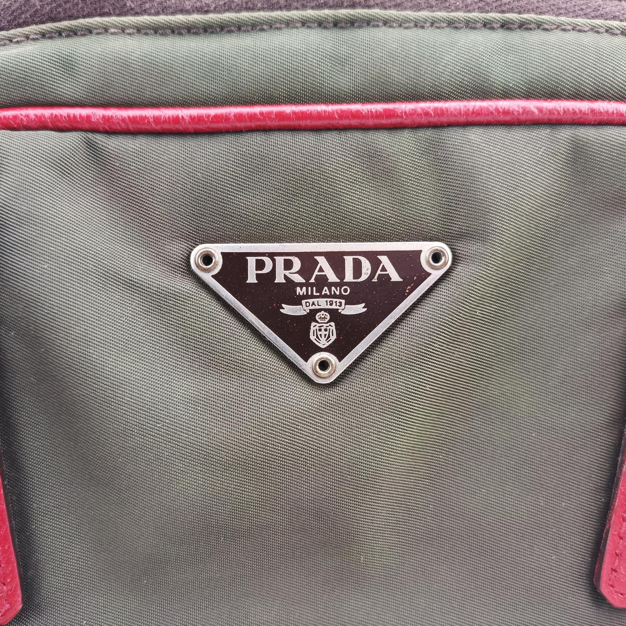 Triangle logo Red x green Nylon×Leather 22トライアングルロゴ レッド×グリーン ナイロン×レザー 22