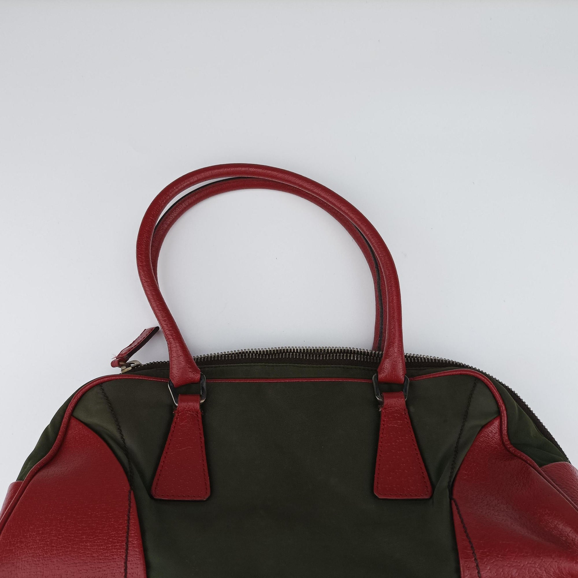 Triangle logo Red x green Nylon×Leather 22トライアングルロゴ レッド×グリーン ナイロン×レザー 22