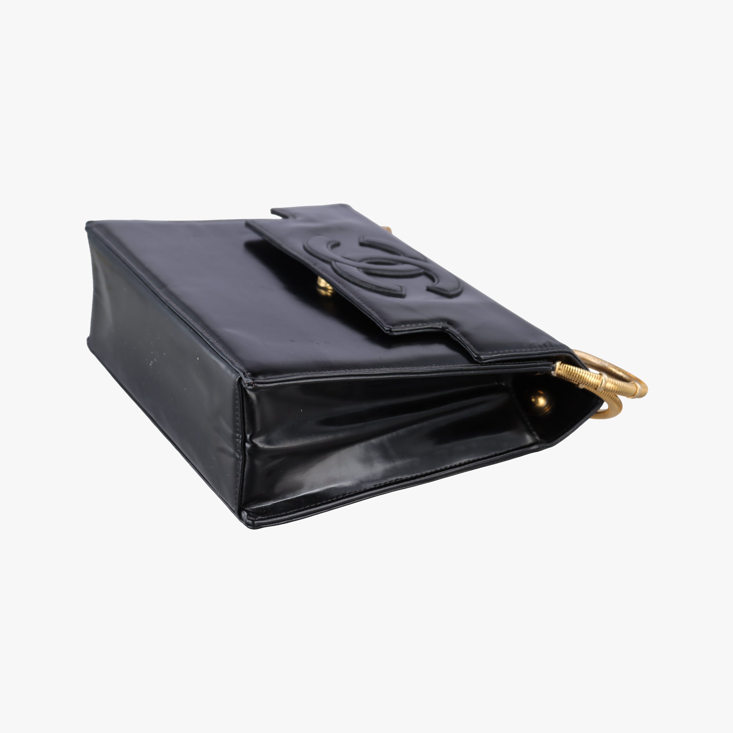 CC Snake Chain Flap Black Enamel A08699 4850347CC スネークチェーン フラップ ブラック エナメル A08699 4850347