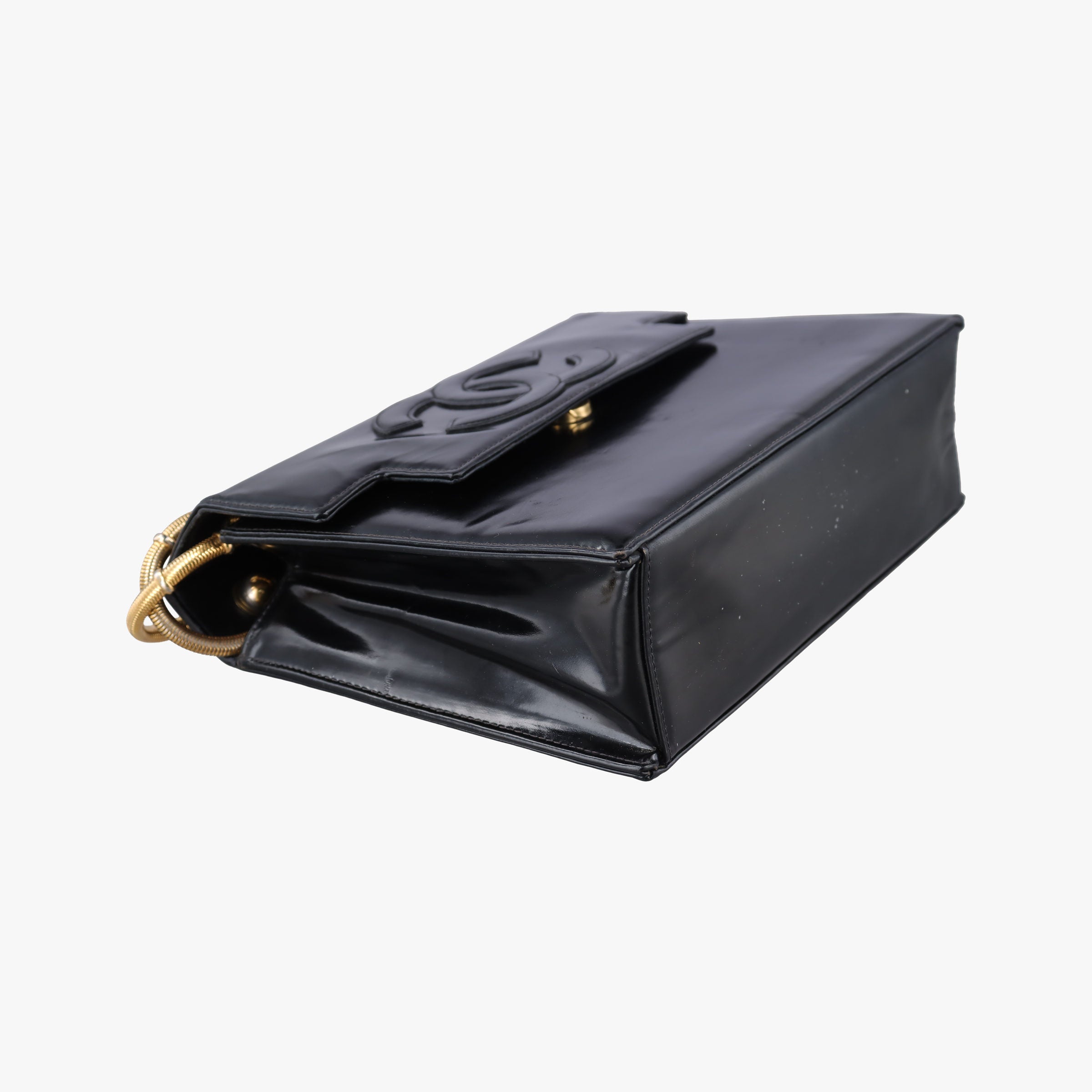 CC Snake Chain Flap Black Enamel A08699 4850347CC スネークチェーン フラップ ブラック エナメル A08699 4850347
