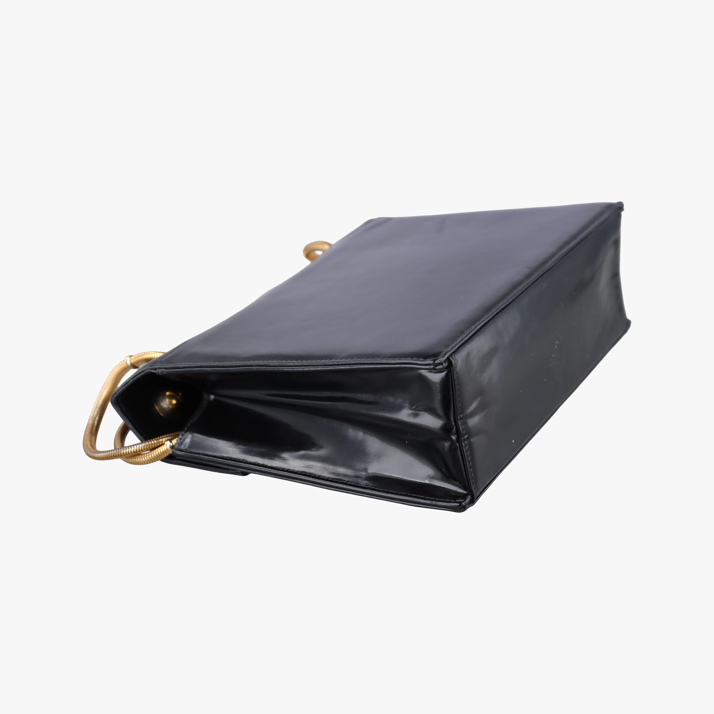 CC Snake Chain Flap Black Enamel A08699 4850347CC スネークチェーン フラップ ブラック エナメル A08699 4850347