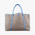 GG Plus GG Supreme beige×blue PVC coated canvas×Leather 197954 G010122080GGプラス GGスプリーム ベージュ×ブルー PVCコーティングキャンバス×レザー 197954 G010122080