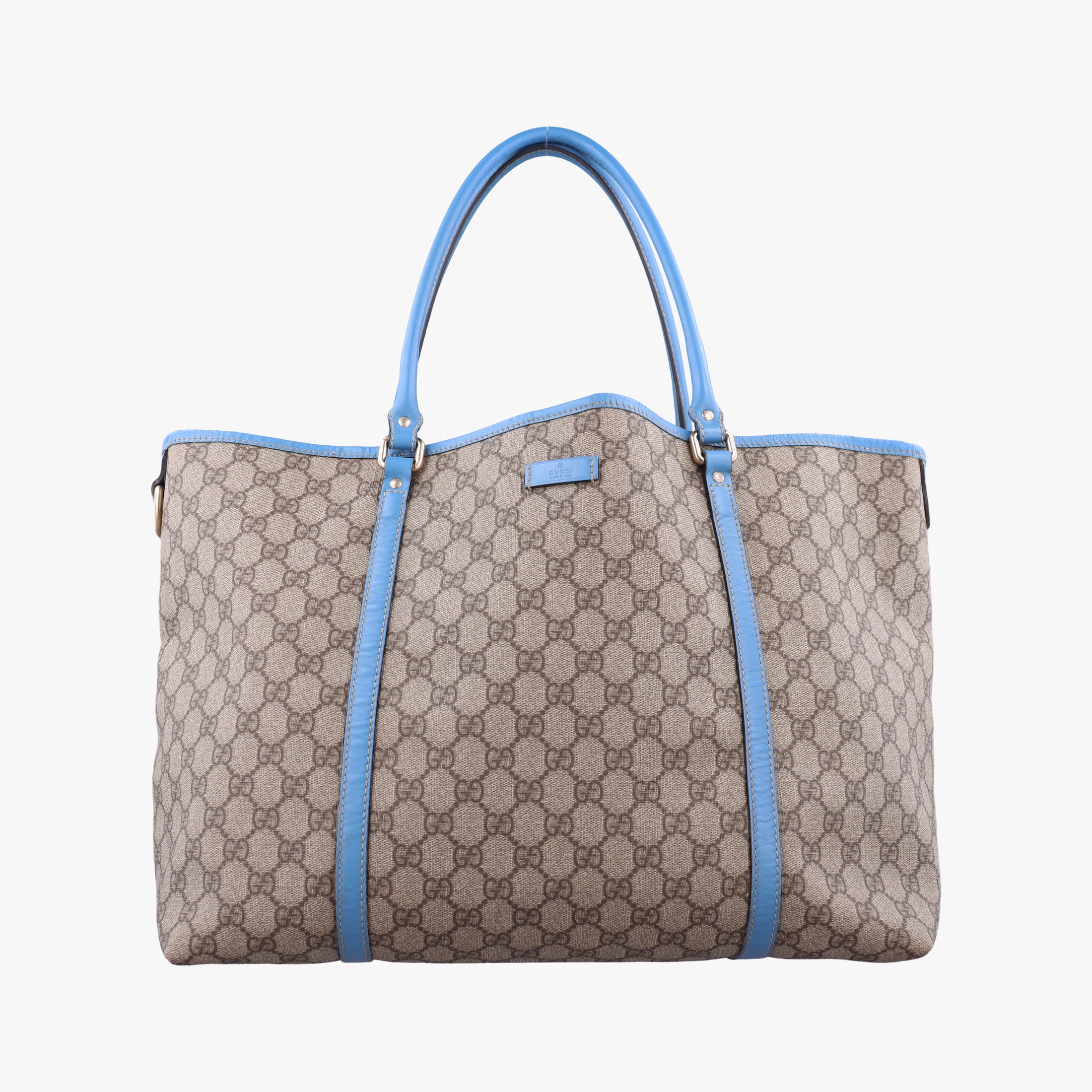 GG Plus GG Supreme beige×blue PVC coated canvas×Leather 197954 G010122080GGプラス GGスプリーム ベージュ×ブルー PVCコーティングキャンバス×レザー 197954 G010122080