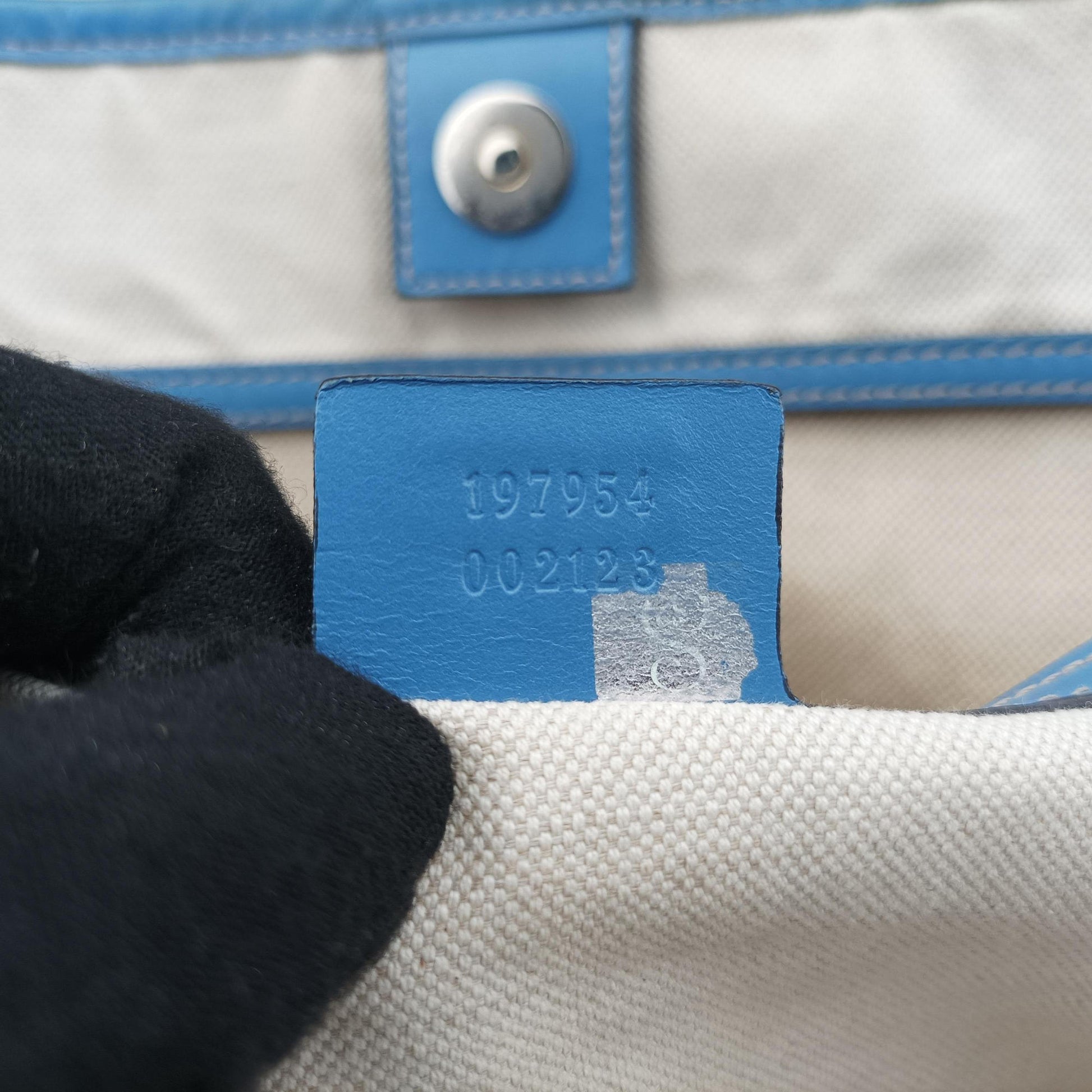 GG Plus GG Supreme beige×blue PVC coated canvas×Leather 197954 G010122080GGプラス GGスプリーム ベージュ×ブルー PVCコーティングキャンバス×レザー 197954 G010122080