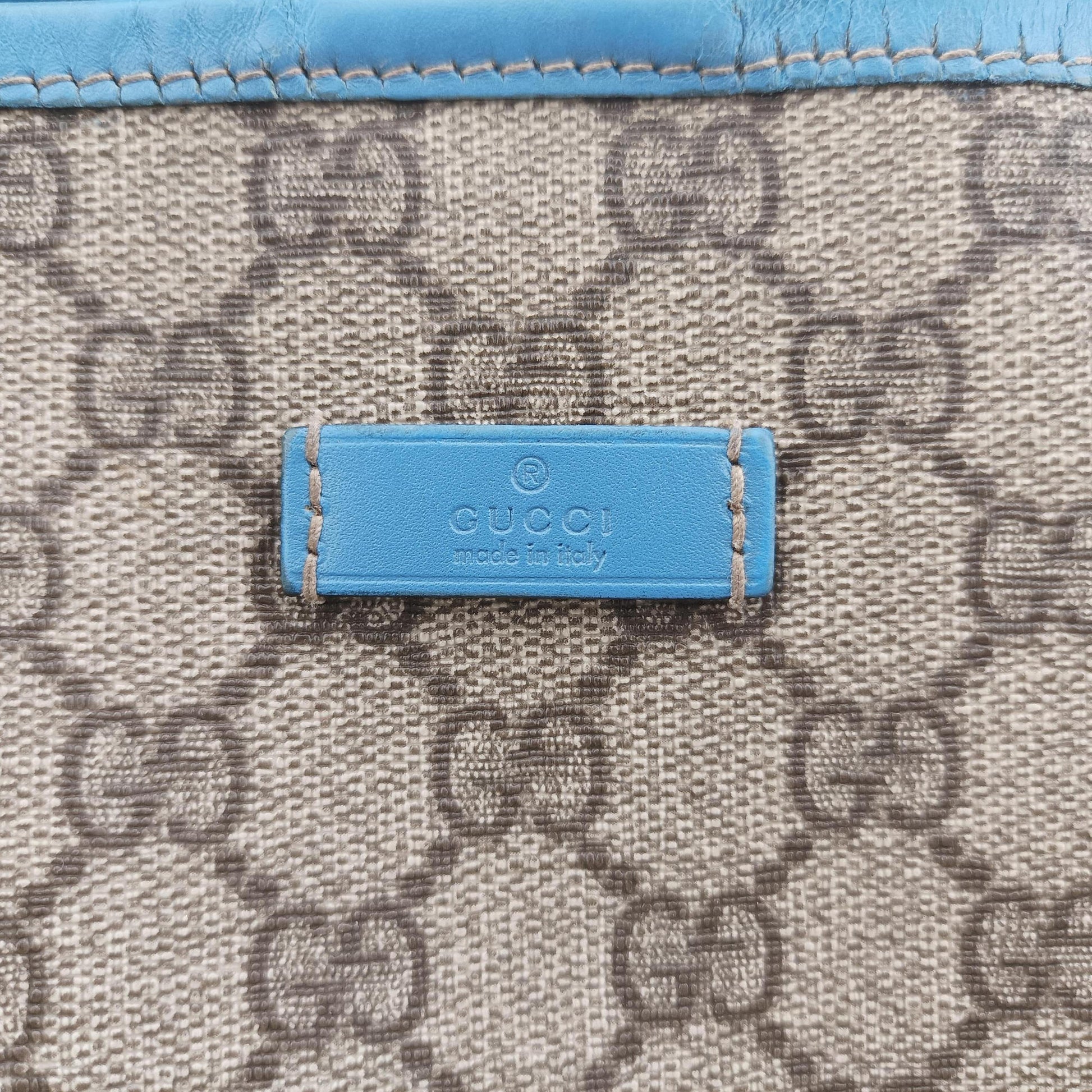 GG Plus GG Supreme beige×blue PVC coated canvas×Leather 197954 G010122080GGプラス GGスプリーム ベージュ×ブルー PVCコーティングキャンバス×レザー 197954 G010122080