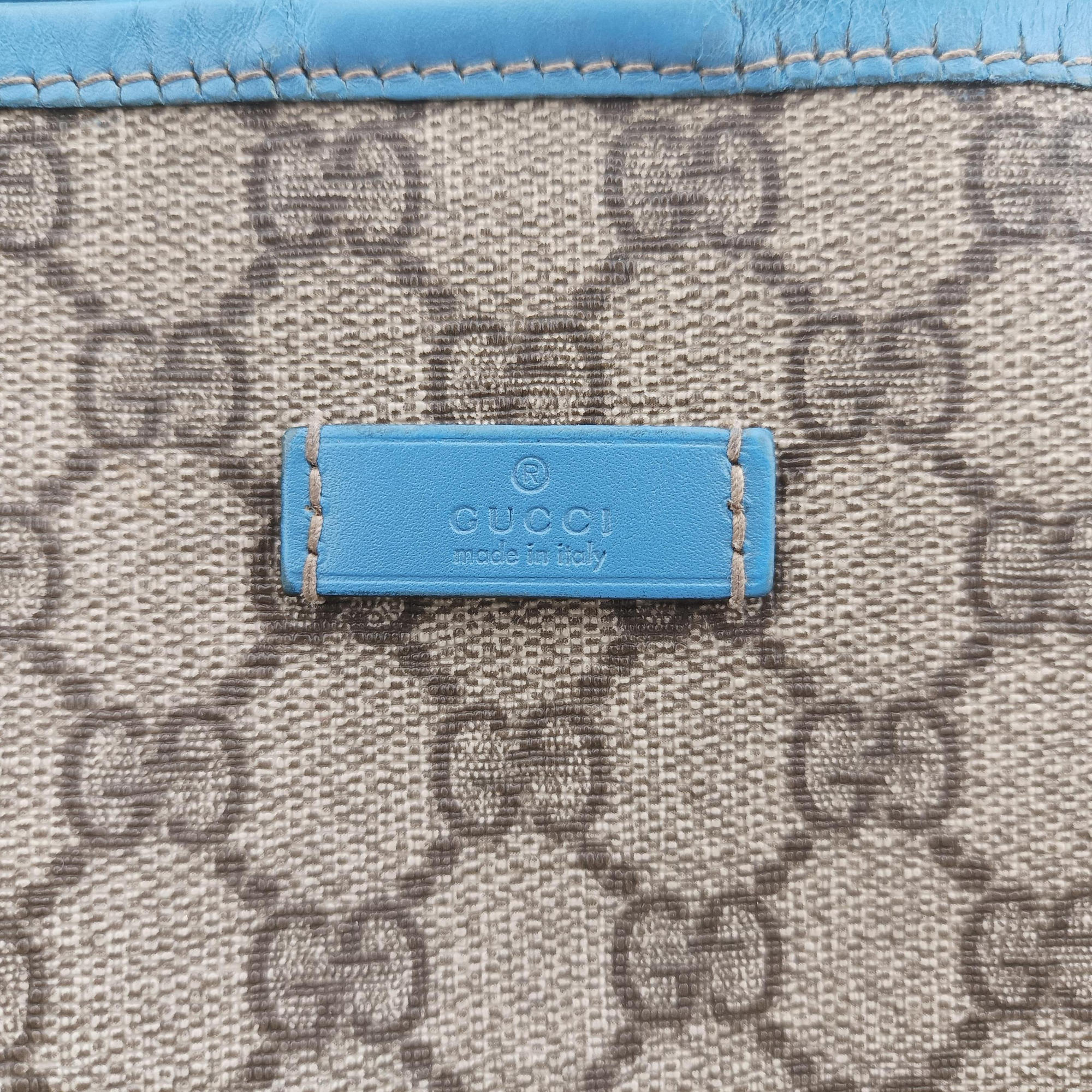GG Plus GG Supreme beige×blue PVC coated canvas×Leather 197954 G010122080GGプラス GGスプリーム ベージュ×ブルー PVCコーティングキャンバス×レザー 197954 G010122080