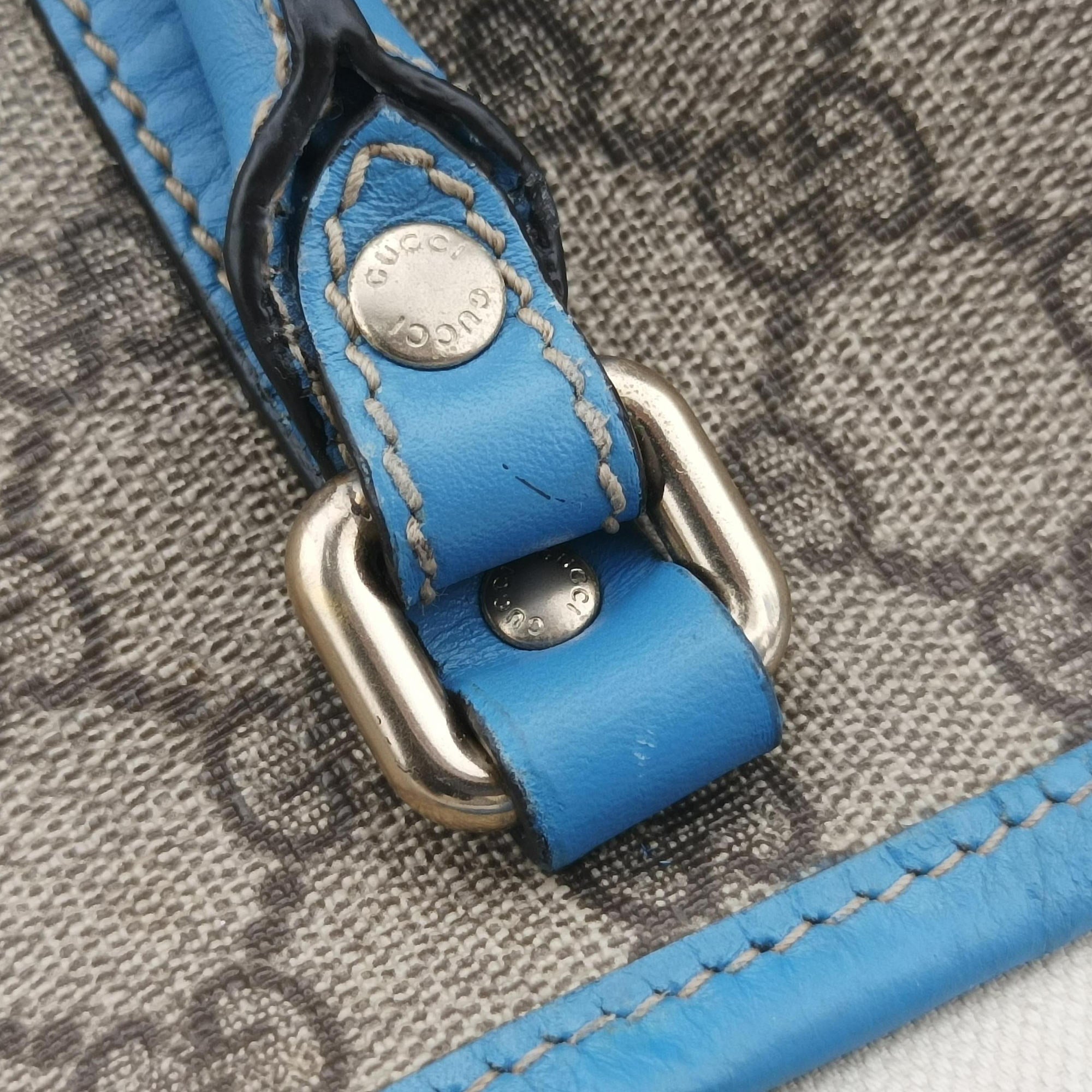 GG Plus GG Supreme beige×blue PVC coated canvas×Leather 197954 G010122080GGプラス GGスプリーム ベージュ×ブルー PVCコーティングキャンバス×レザー 197954 G010122080