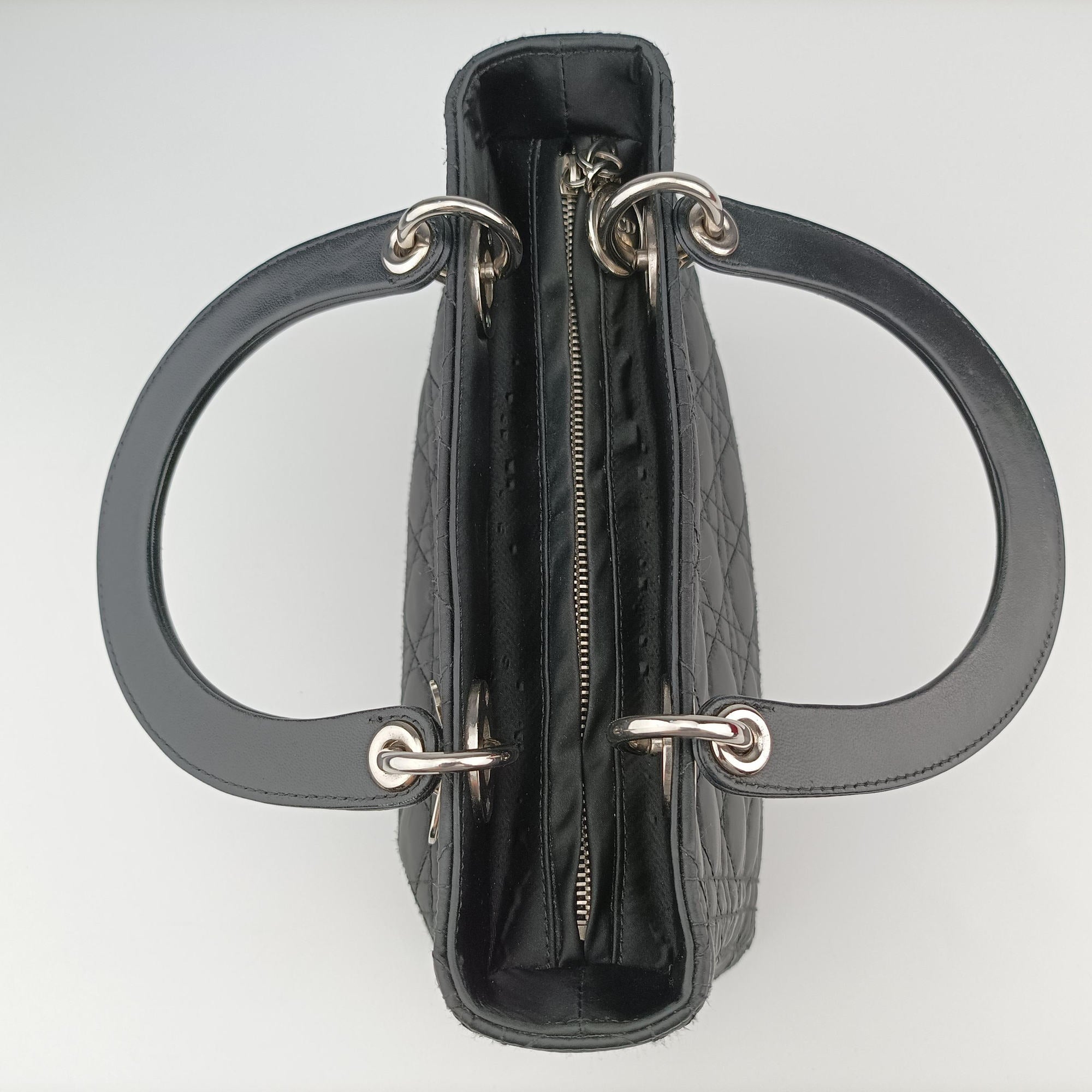 Lady Dior Black Nylon×lambskin 06-RU-1007レディディオール ブラック ナイロン×ラムスキン 06-RU-1007