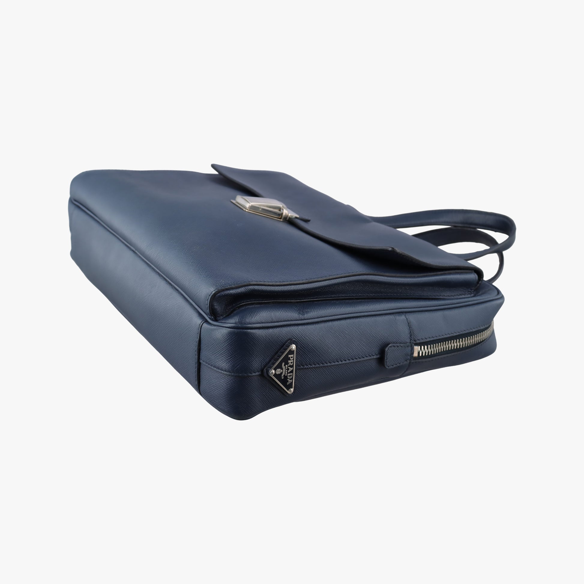 Push-Lock Briefcases Navy Saffiano Leather 134プッシュロックブリーフケース ネービー サフィアーノレザー 134