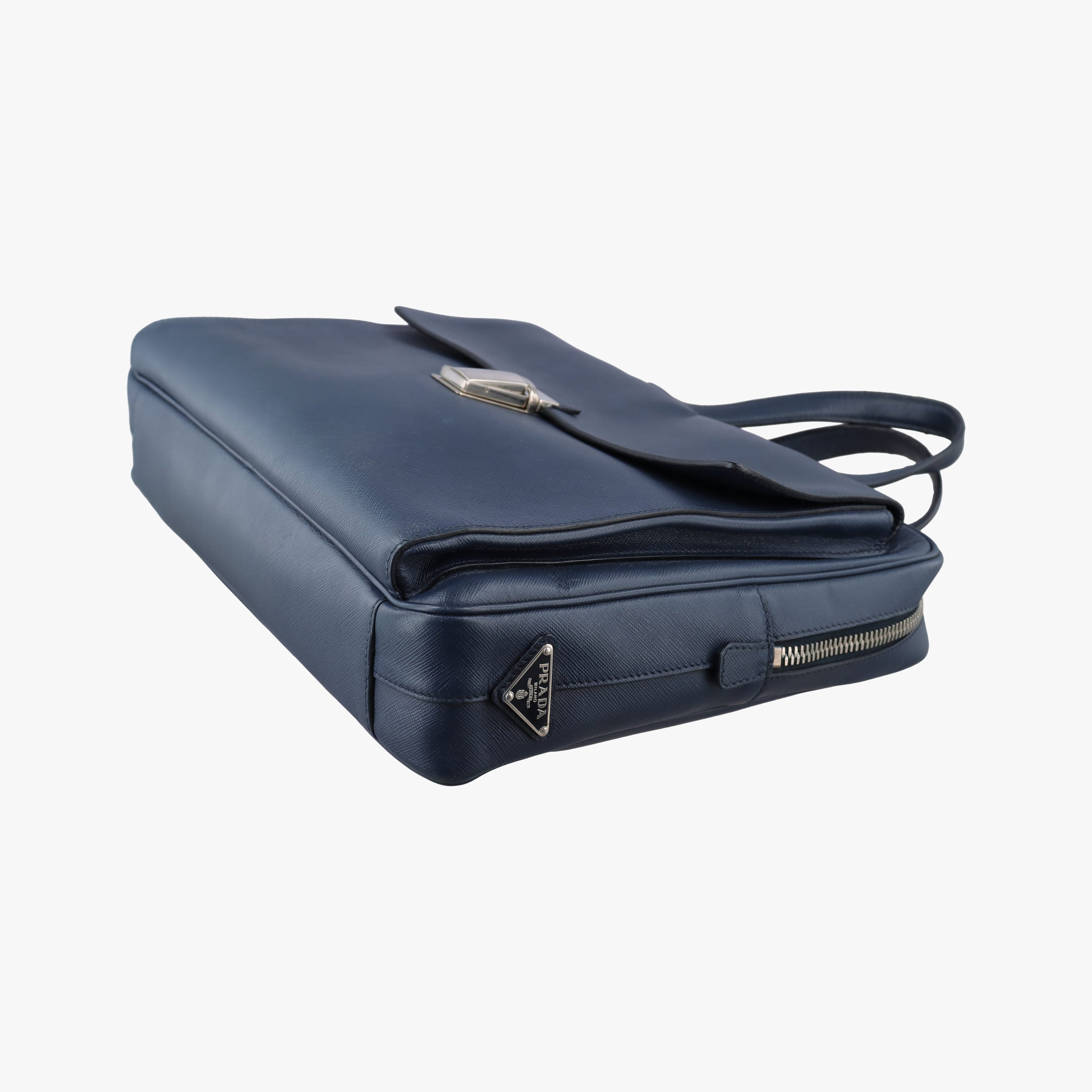 Push-Lock Briefcases Navy Saffiano Leather 134プッシュロックブリーフケース ネービー サフィアーノレザー 134