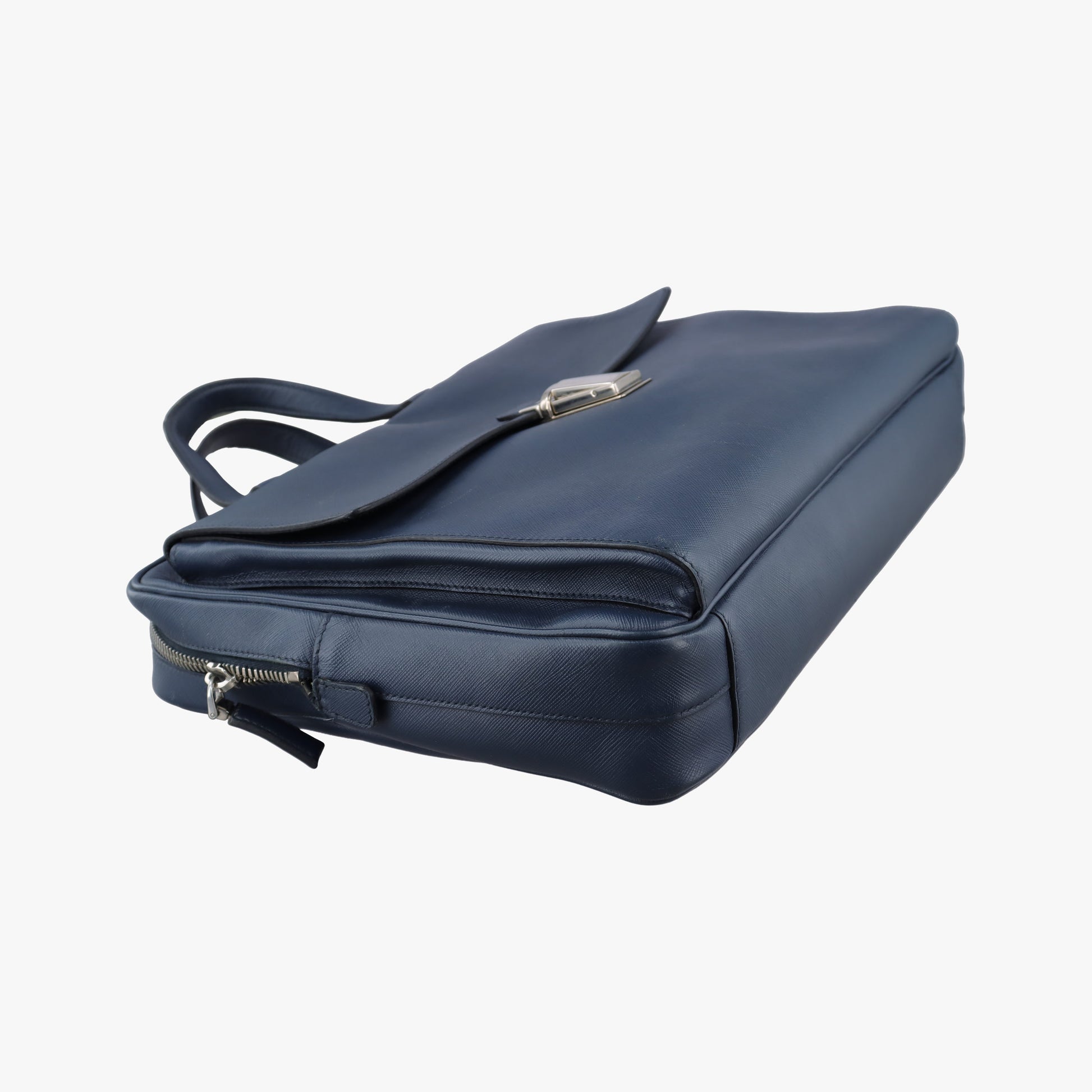Push-Lock Briefcases Navy Saffiano Leather 134プッシュロックブリーフケース ネービー サフィアーノレザー 134