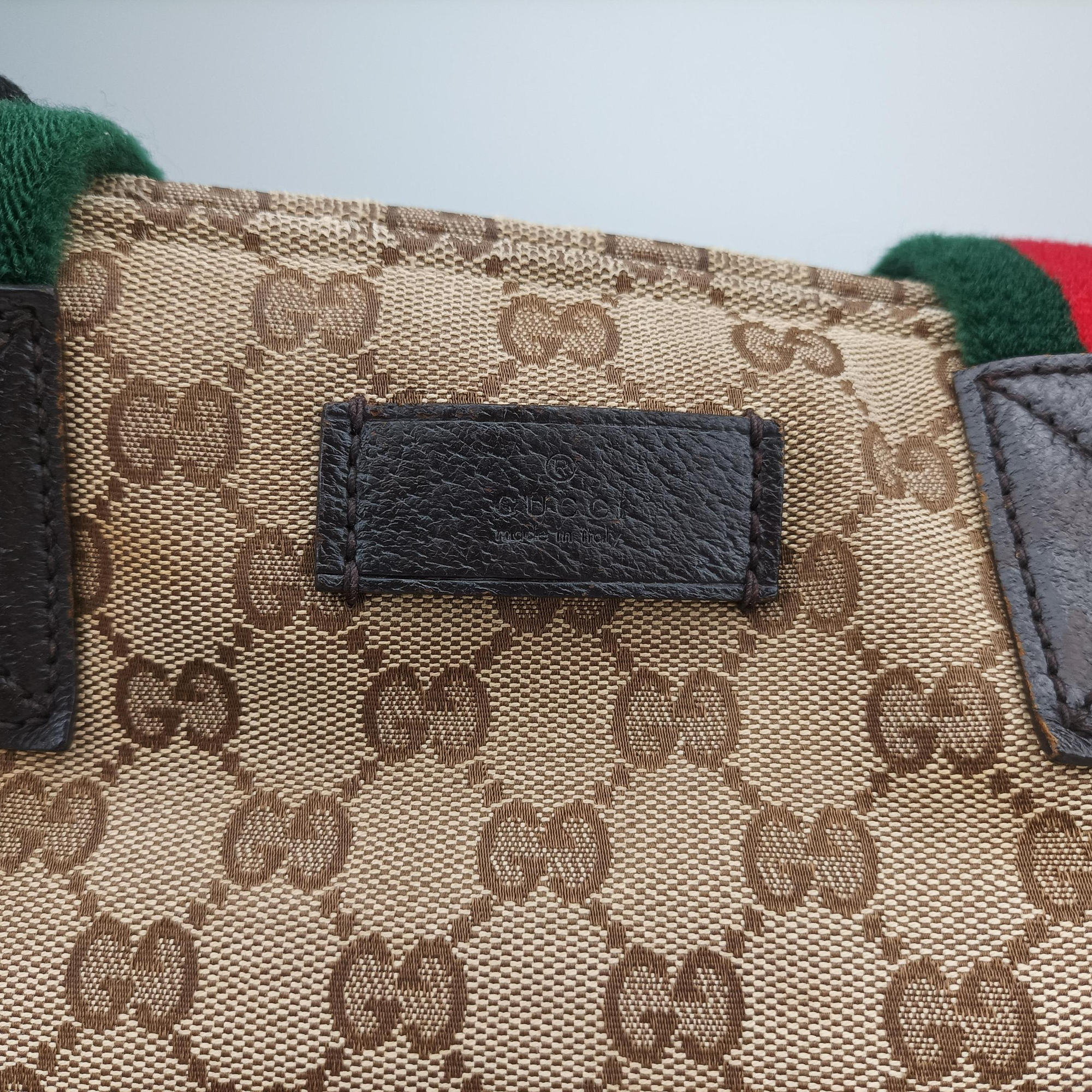 GG Supreme Sherry Line Beige x Red x Green Canvas×Leather 155524 B012712285GGスプリーム シェリーライン ベージュ×レッド×グリーン キャンバス×レザー 155524 B012712285