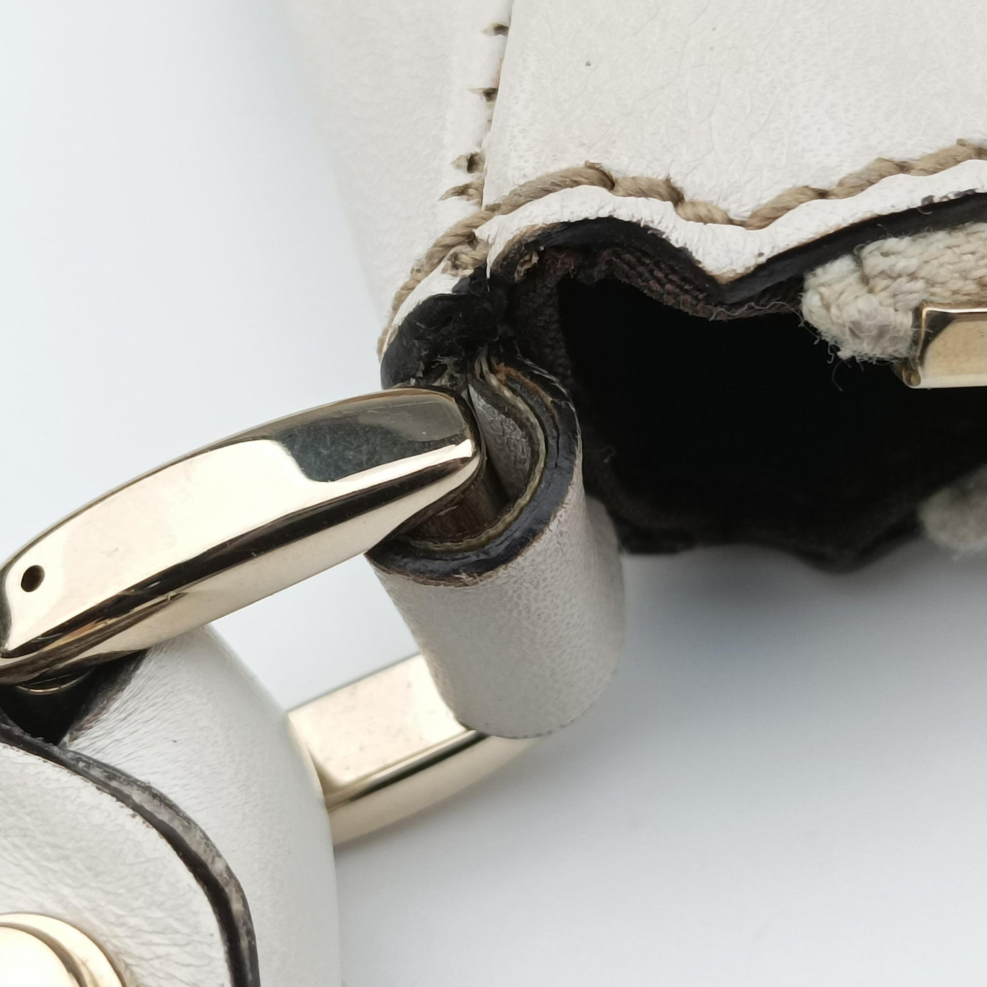 Abbey D-ring Hobo Beige×White canvas×leather 190525 B8106451アビー Dリング ホーボー ベージュ×ホワイト キャンバス×レザー 190525 B8106451