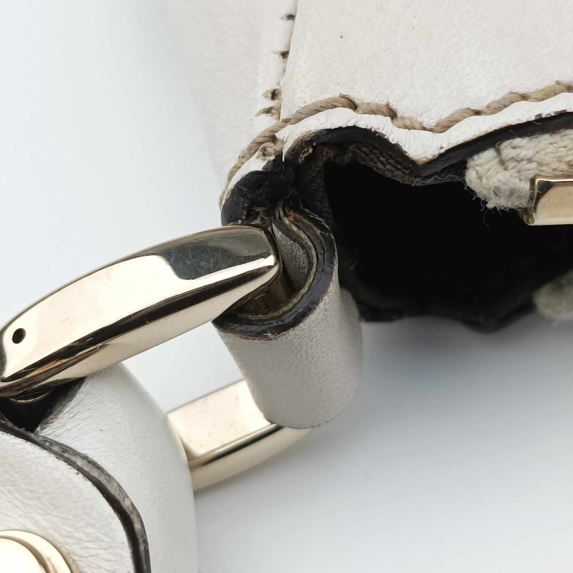 Abbey D-ring Hobo Beige×White canvas×leather 190525 B8106451アビー Dリング ホーボー ベージュ×ホワイト キャンバス×レザー 190525 B8106451