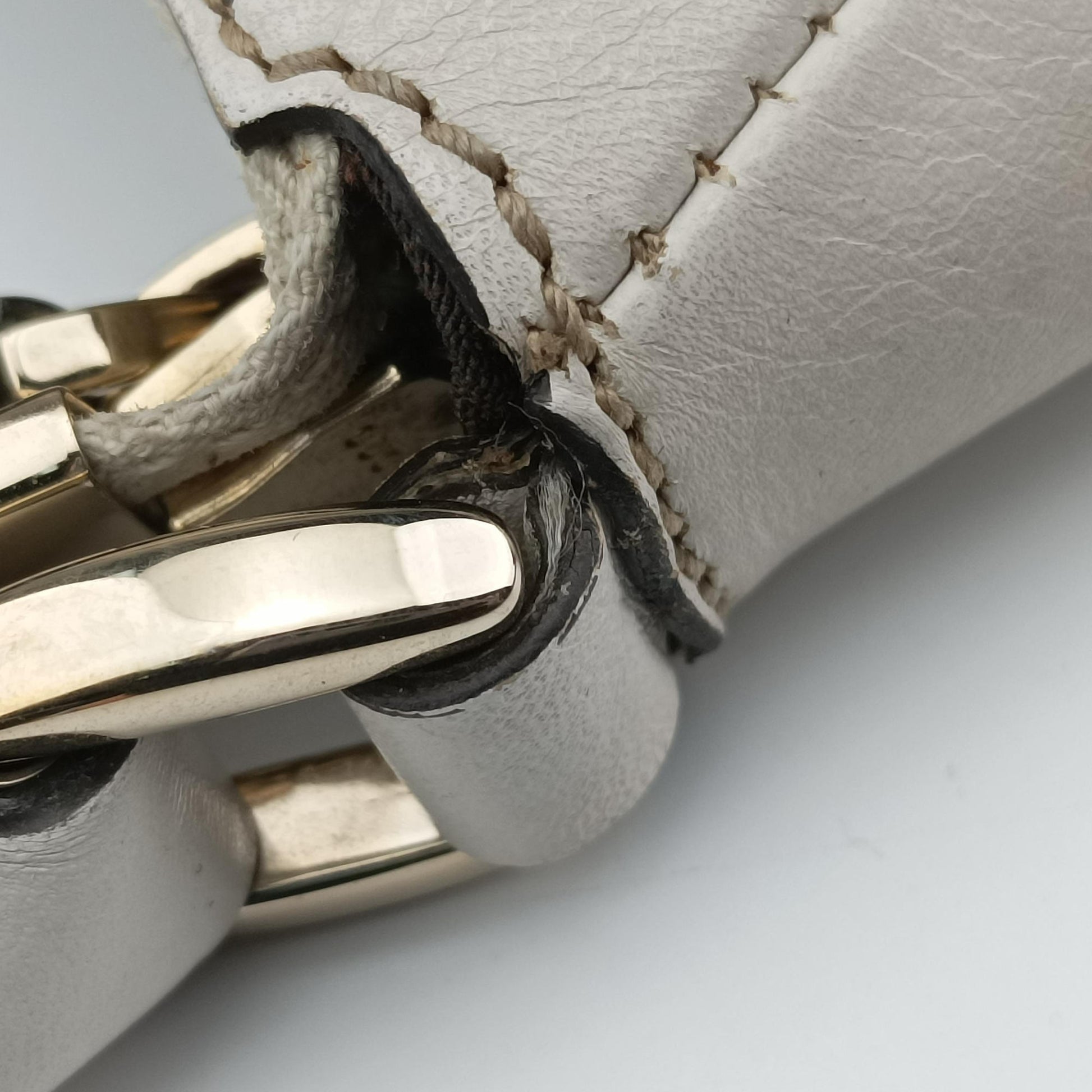 Abbey D-ring Hobo Beige×White canvas×leather 190525 B8106451アビー Dリング ホーボー ベージュ×ホワイト キャンバス×レザー 190525 B8106451