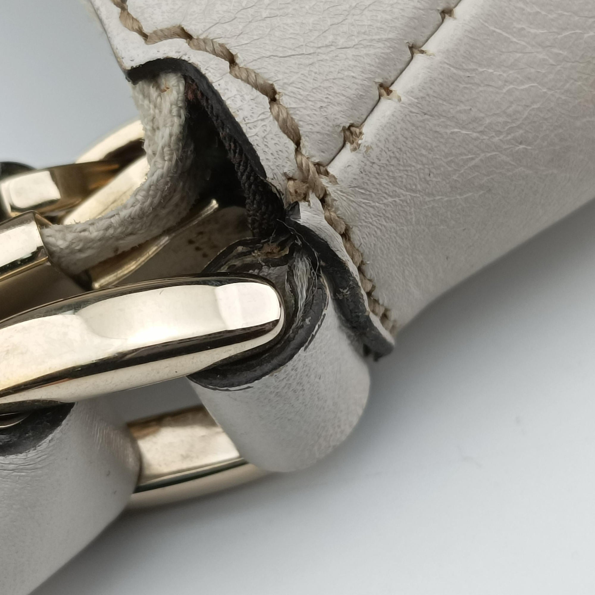 Abbey D-ring Hobo Beige×White canvas×leather 190525 B8106451アビー Dリング ホーボー ベージュ×ホワイト キャンバス×レザー 190525 B8106451