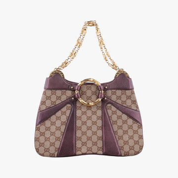 Tom Ford Bamboo Chain Beige × Metallic Purple GG canvas×leather 135962 トムフォード バンブーチェーン ベージュ×メタリックパープル GG  キャンバス×レザー 135962 