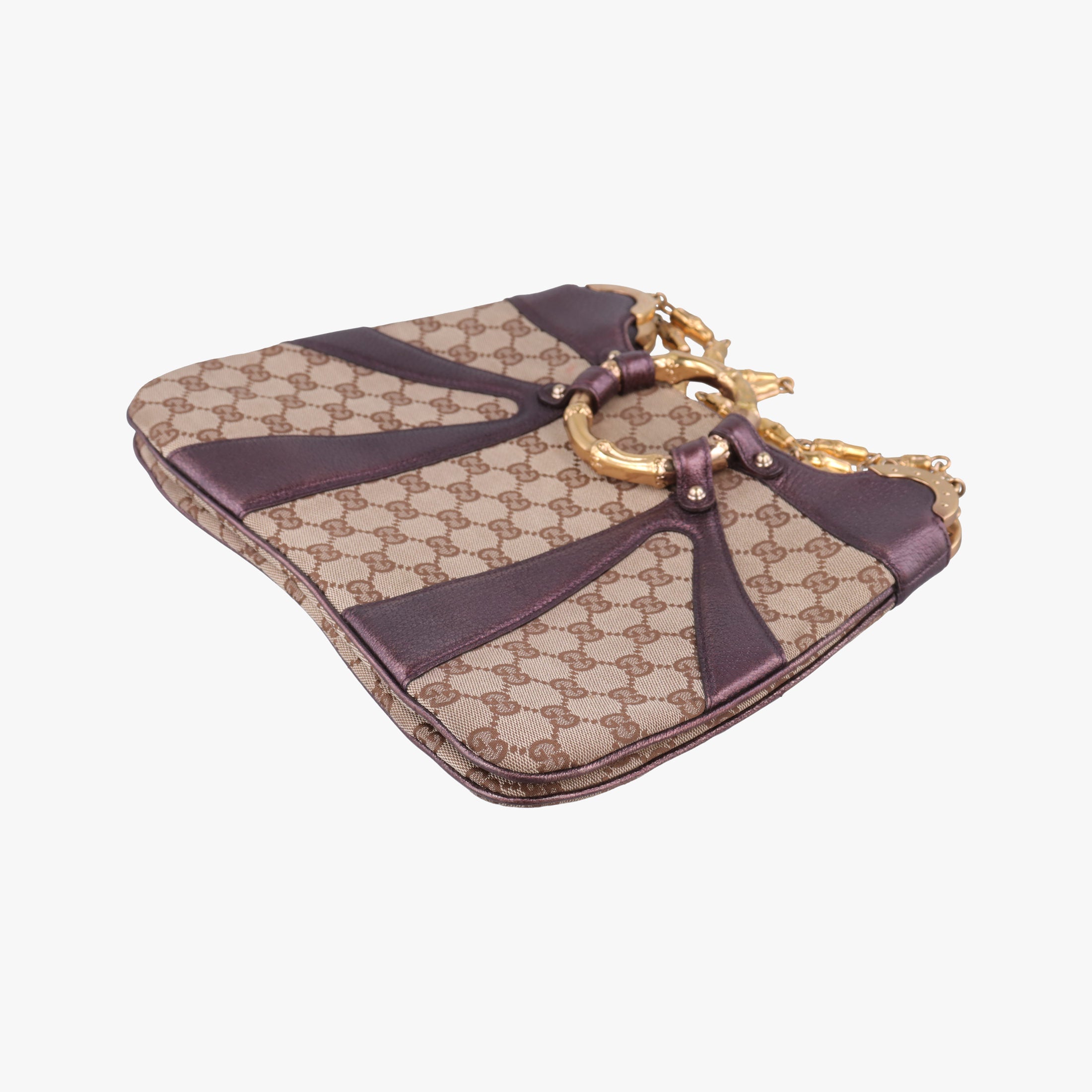 Tom Ford Bamboo Chain Beige × Metallic Purple GG canvas×leather 135962 トムフォード バンブーチェーン ベージュ×メタリックパープル GG  キャンバス×レザー 135962 