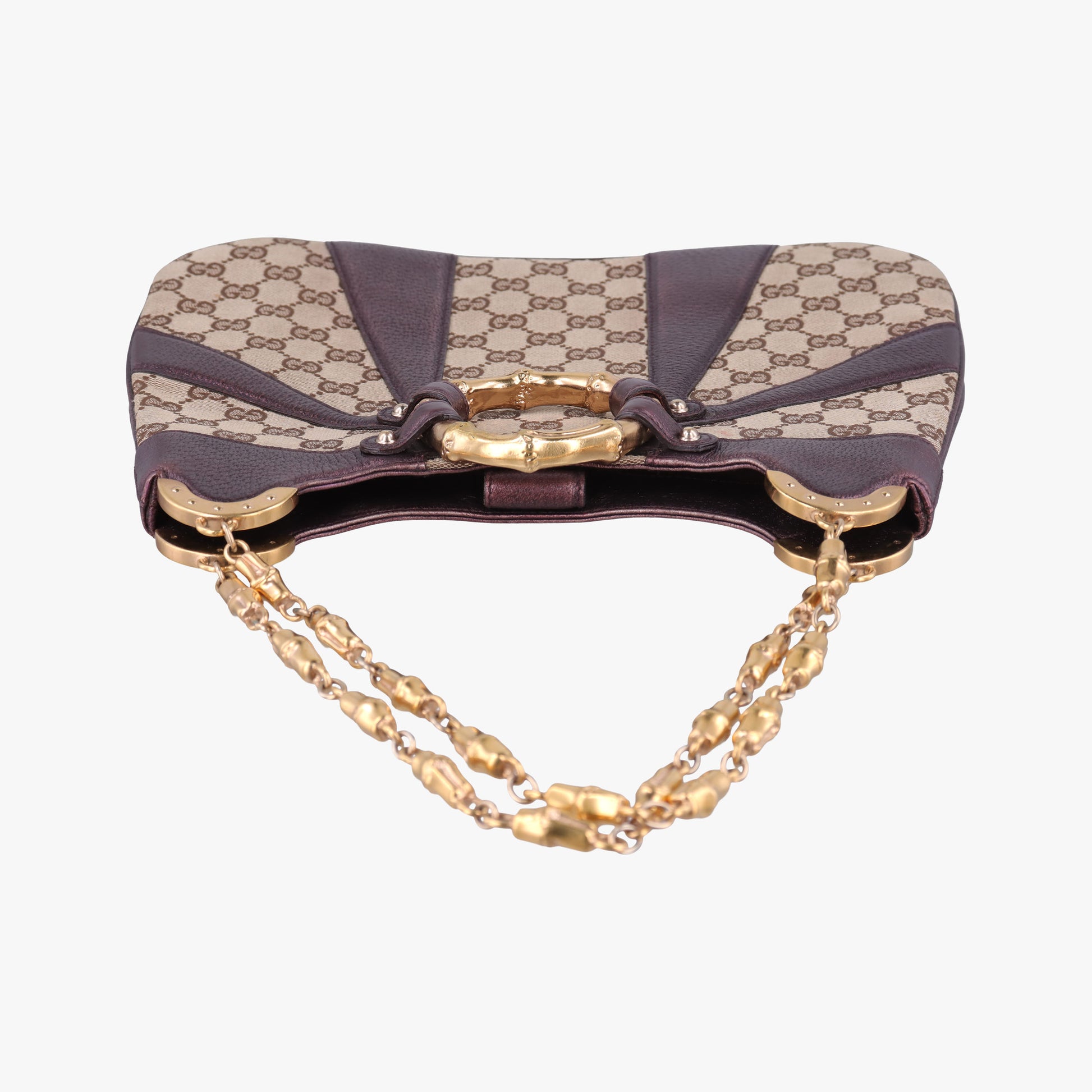 Tom Ford Bamboo Chain Beige × Metallic Purple GG canvas×leather 135962 トムフォード バンブーチェーン ベージュ×メタリックパープル GG  キャンバス×レザー 135962 