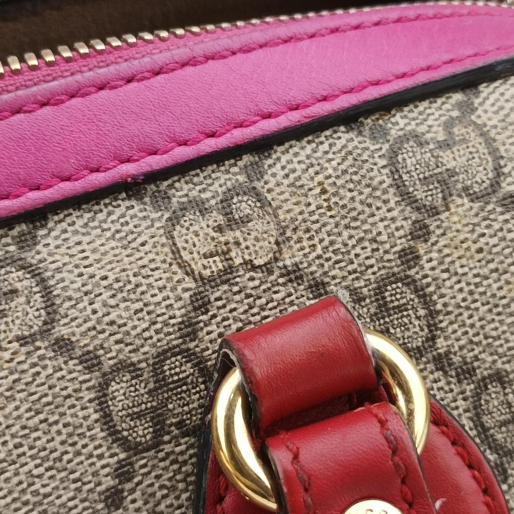 GG SUPREME beige×red×pink PVC coated canvas×leather 409529 G019060864GGスプリーム ベージュ×レッド×ピンク PVCコーティングキャンバス×レザー 409529 G019060864