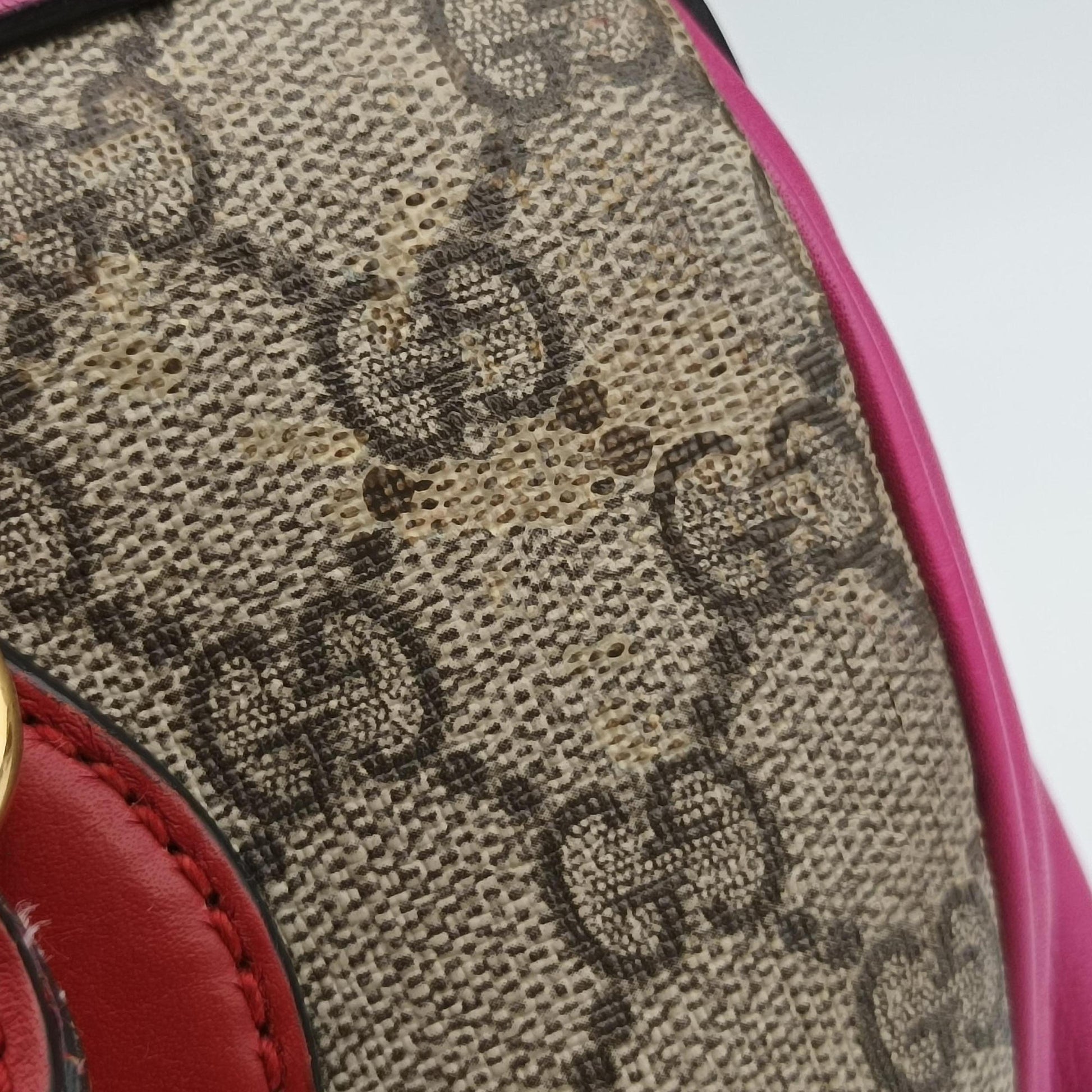 GG SUPREME beige×red×pink PVC coated canvas×leather 409529 G019060864GGスプリーム ベージュ×レッド×ピンク PVCコーティングキャンバス×レザー 409529 G019060864