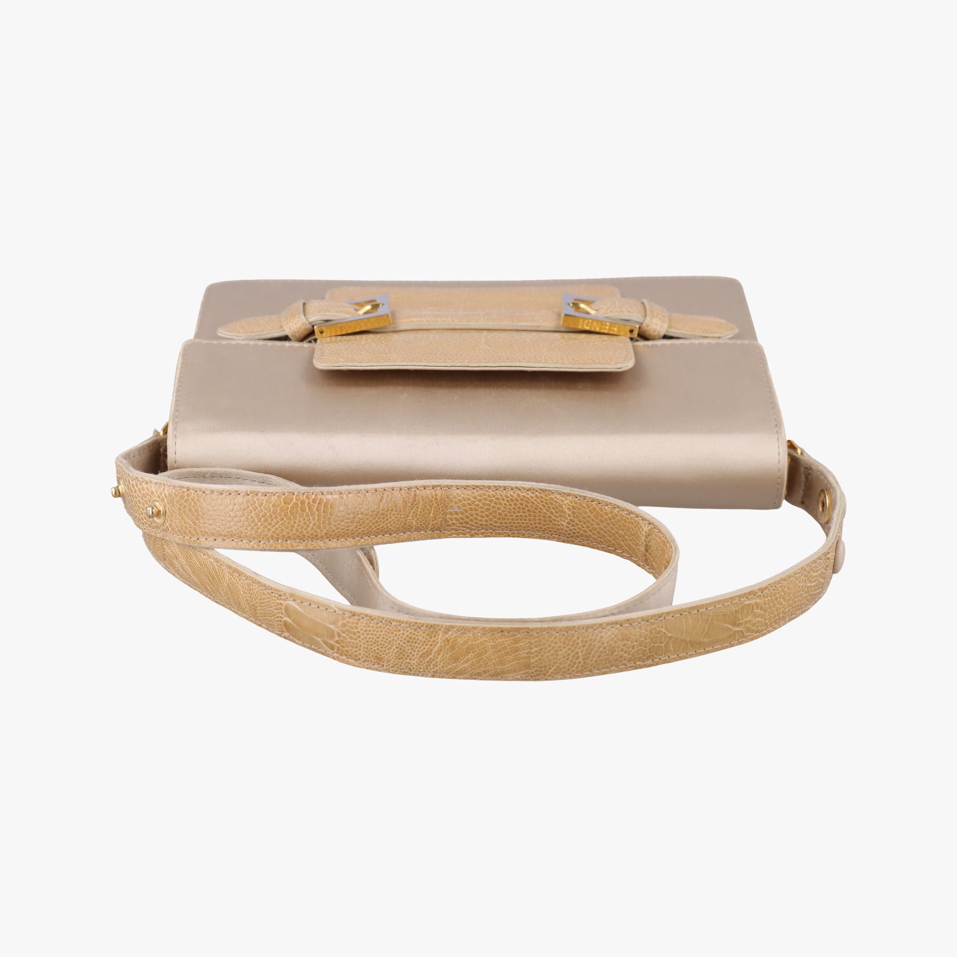 Square Flap Beige silk×leather 831507 83150790982スクエアフラップ ベージュ シルク×レザー 831507 83150790982