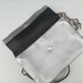Half Flap Double Turn Lock Silver Leather 25ハーフフラップダブルターンロック シルバー レザー　 25
