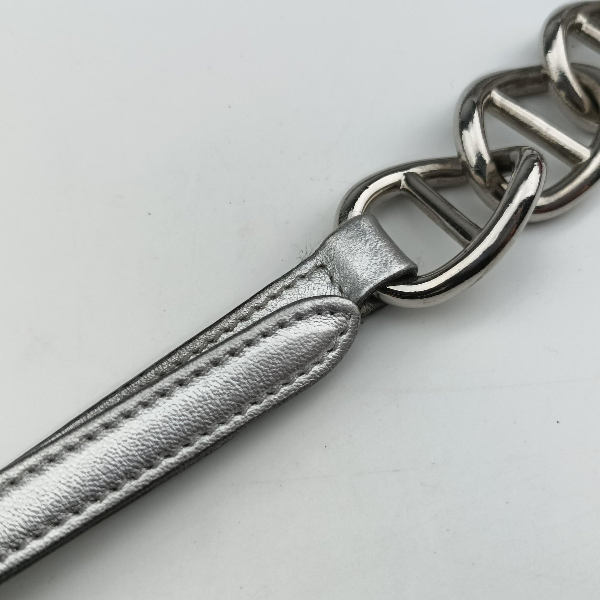 Half Flap Double Turn Lock Silver Leather 25ハーフフラップダブルターンロック シルバー レザー　 25