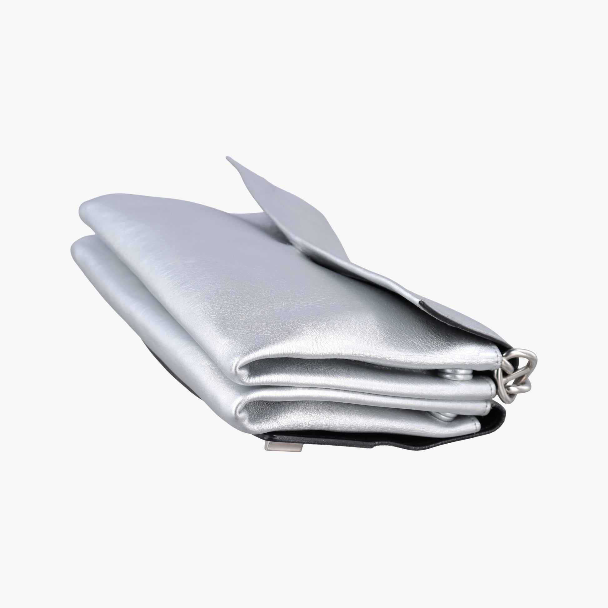 Half Flap Double Turn Lock Silver Leather 25ハーフフラップダブルターンロック シルバー レザー　 25